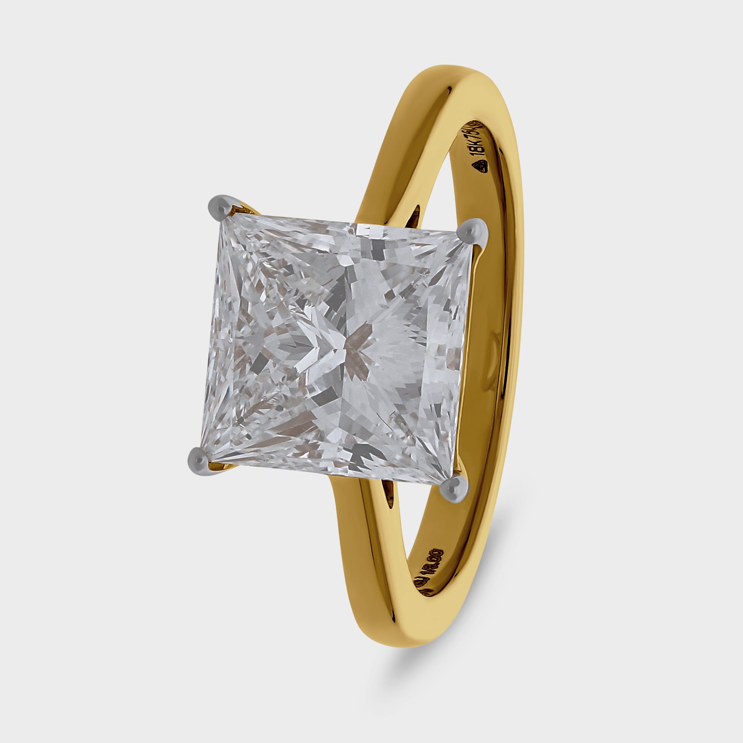 Princess Cut 3.00 Carat Lab-Grown Solitaire Diamond Ring | SKU : 0020245986 - crash.club by CKC