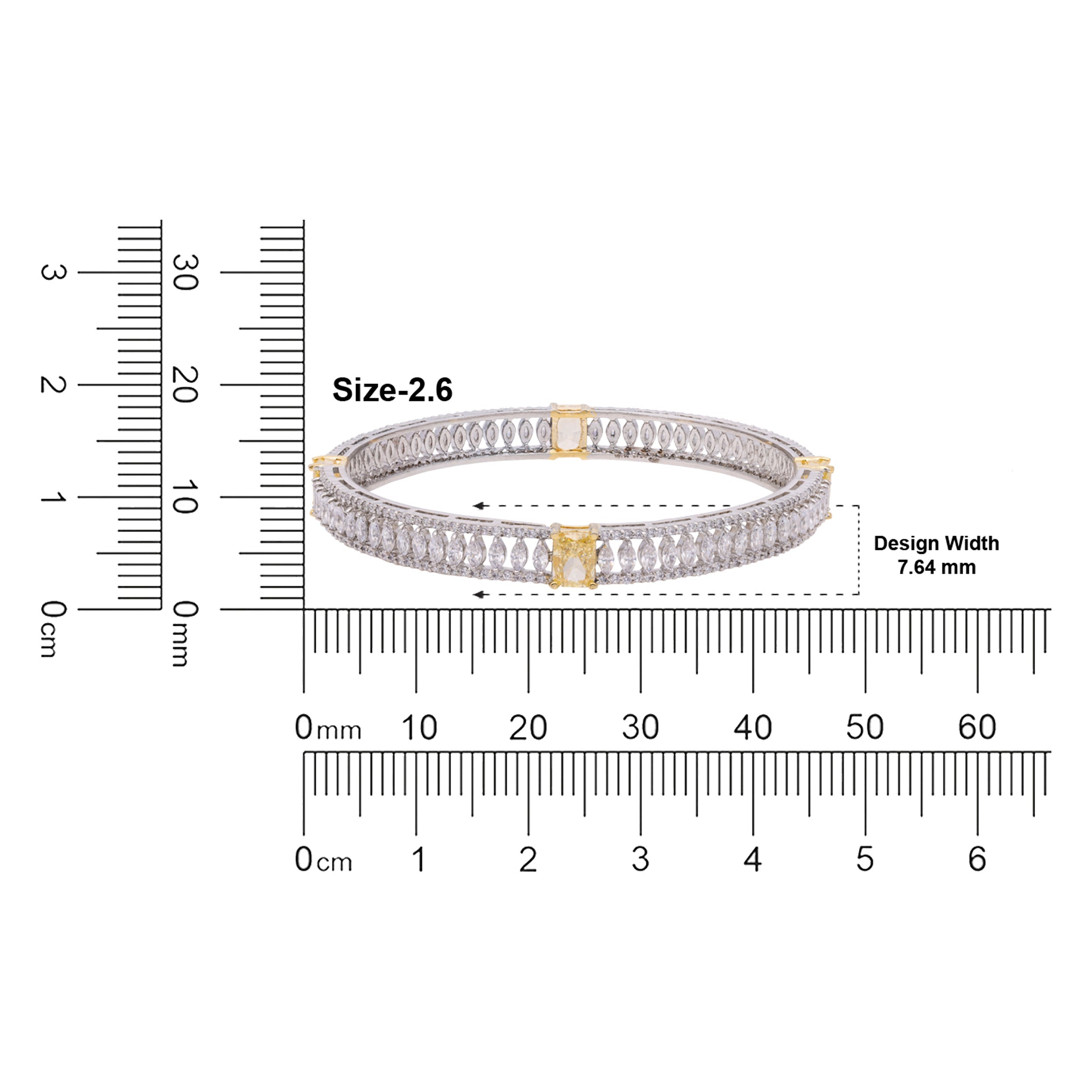 Elegant Fancy Shaped Sterling Silver Cubic Zirconia Studded Bangle Pair | SKU : 0020289775 - crash.club by CKC