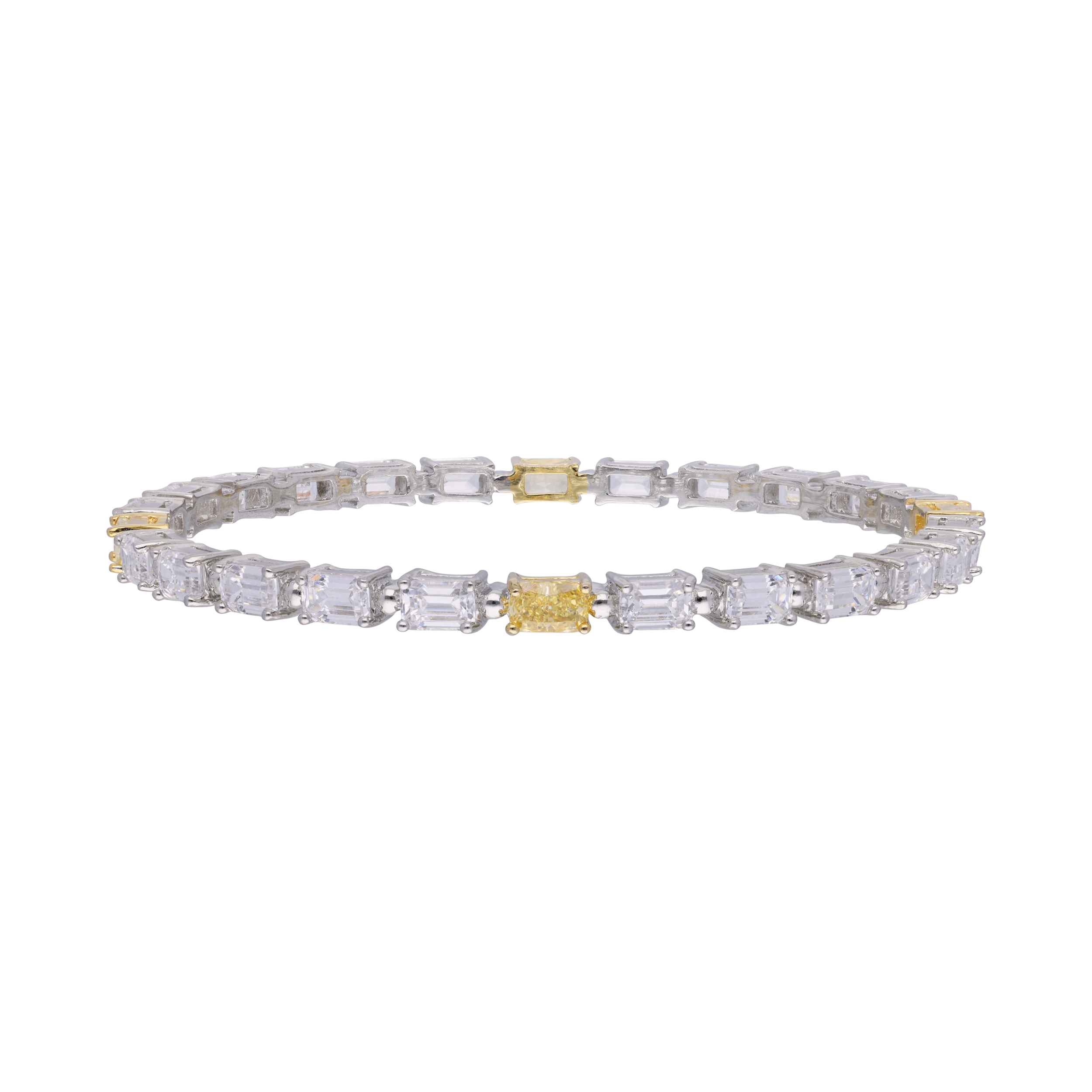 Sterling Silver Bangles with Emerald Cut Cubic Zirconia | SKU : 0020289799 - crash.club by CKC