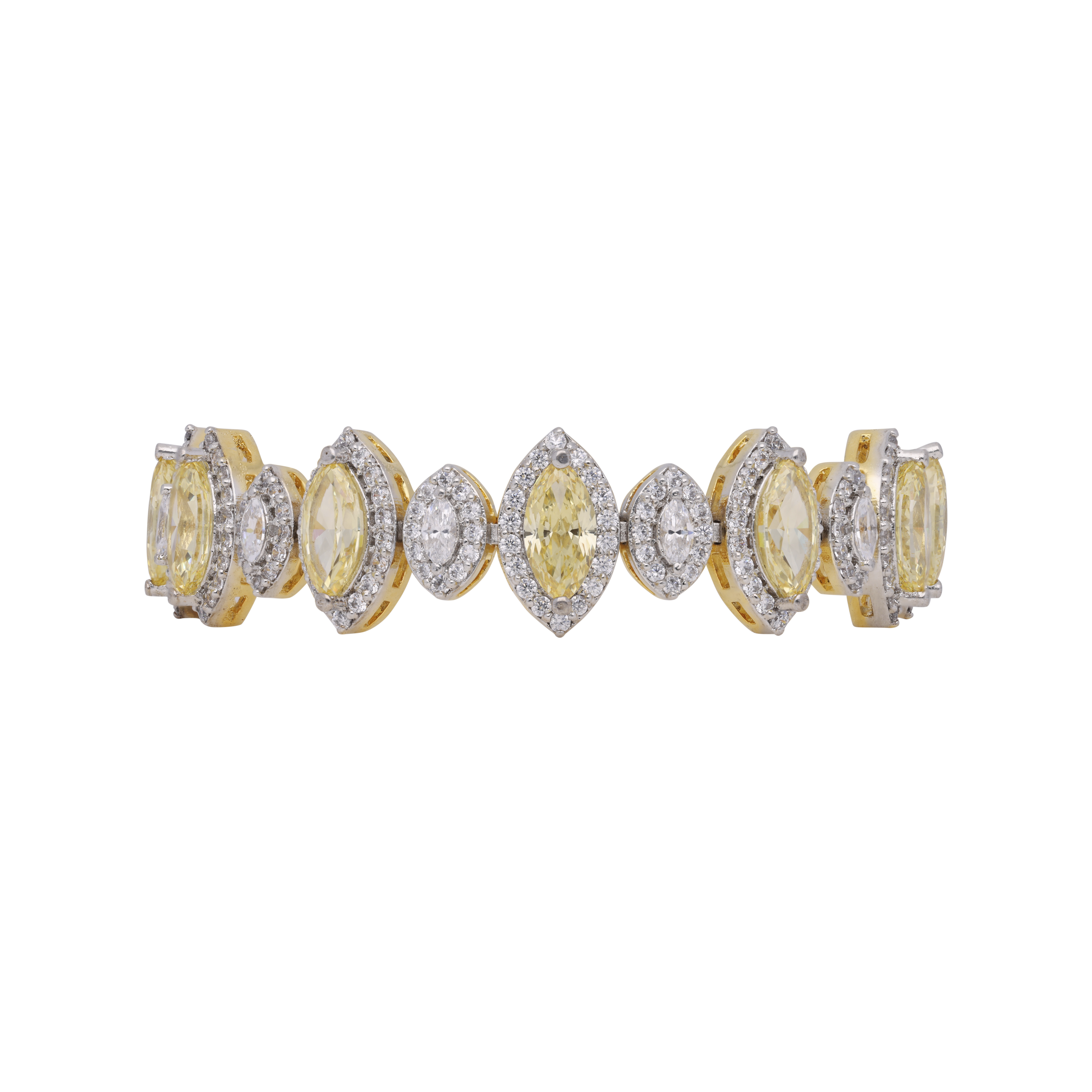 Yellow Gold Finish Sterling Silver Bracelet with Marquise Cubic Zirconia and Yellow Gem Accents | SKU : 0020289843, 0020588694 - crash.club by CKC