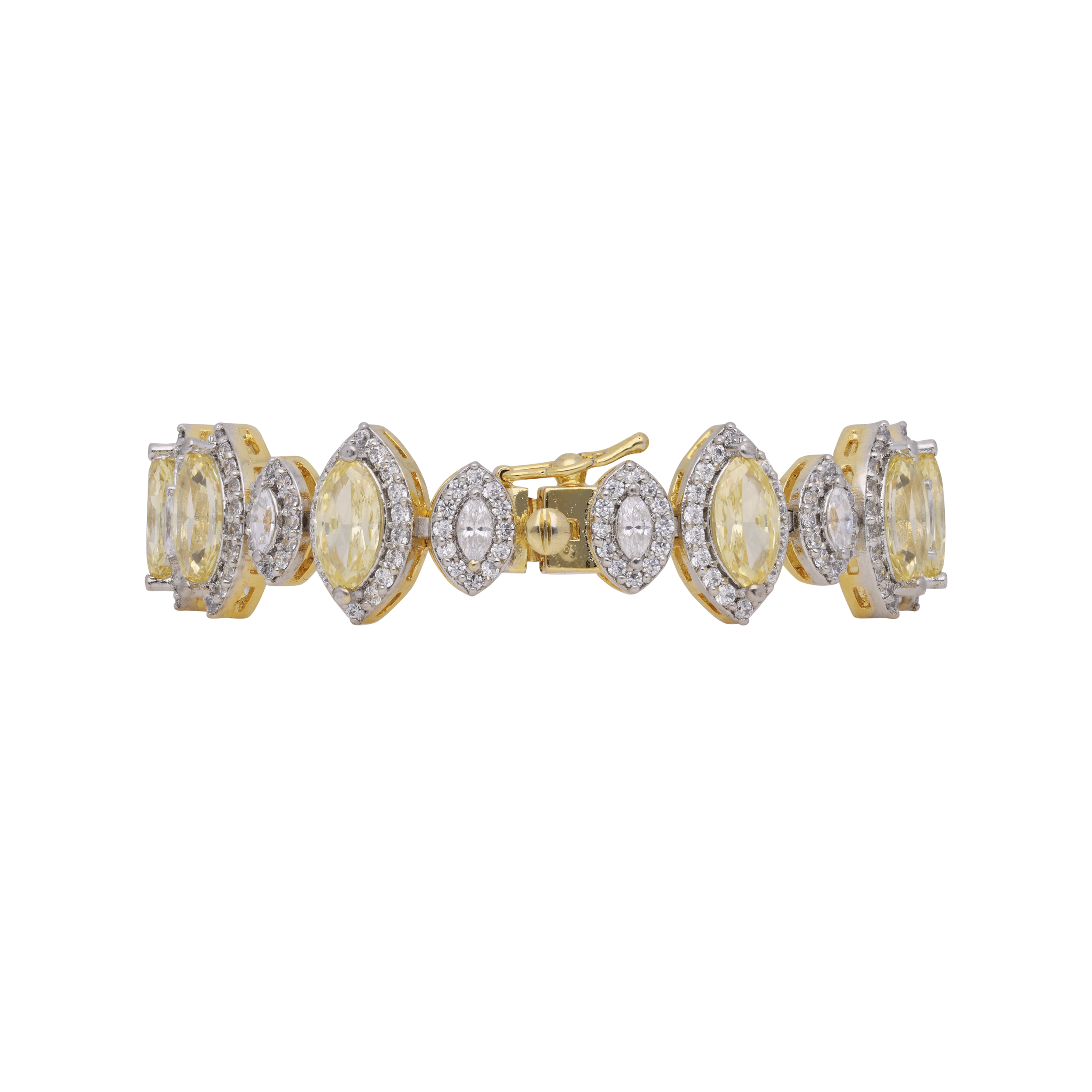 Yellow Gold Finish Sterling Silver Bracelet with Marquise Cubic Zirconia and Yellow Gem Accents | SKU : 0020289843, 0020588694 - crash.club by CKC