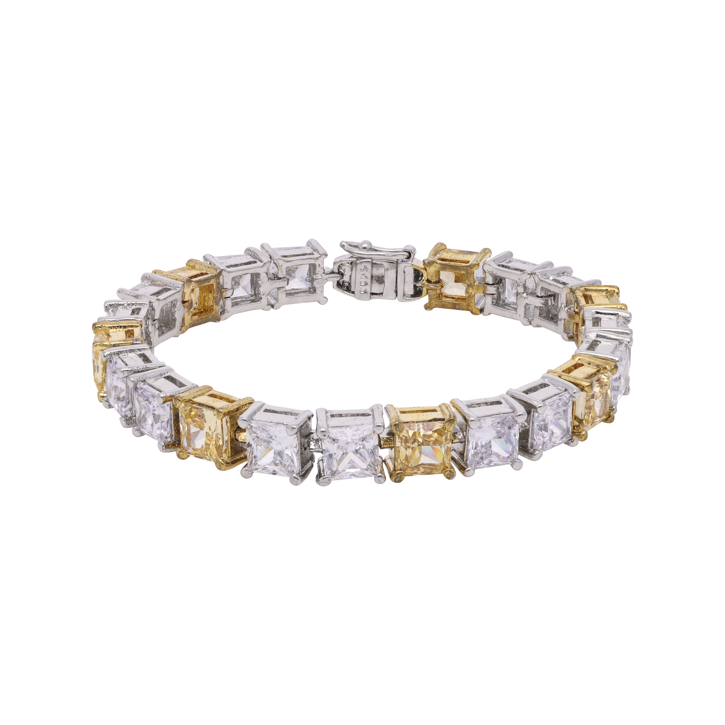 Sterling Silver Flexible Bracelet with Princess Cut Cubic Zirconia | SKU : 0020289928, 0020289904 , 0020289911 - crash.club by CKC