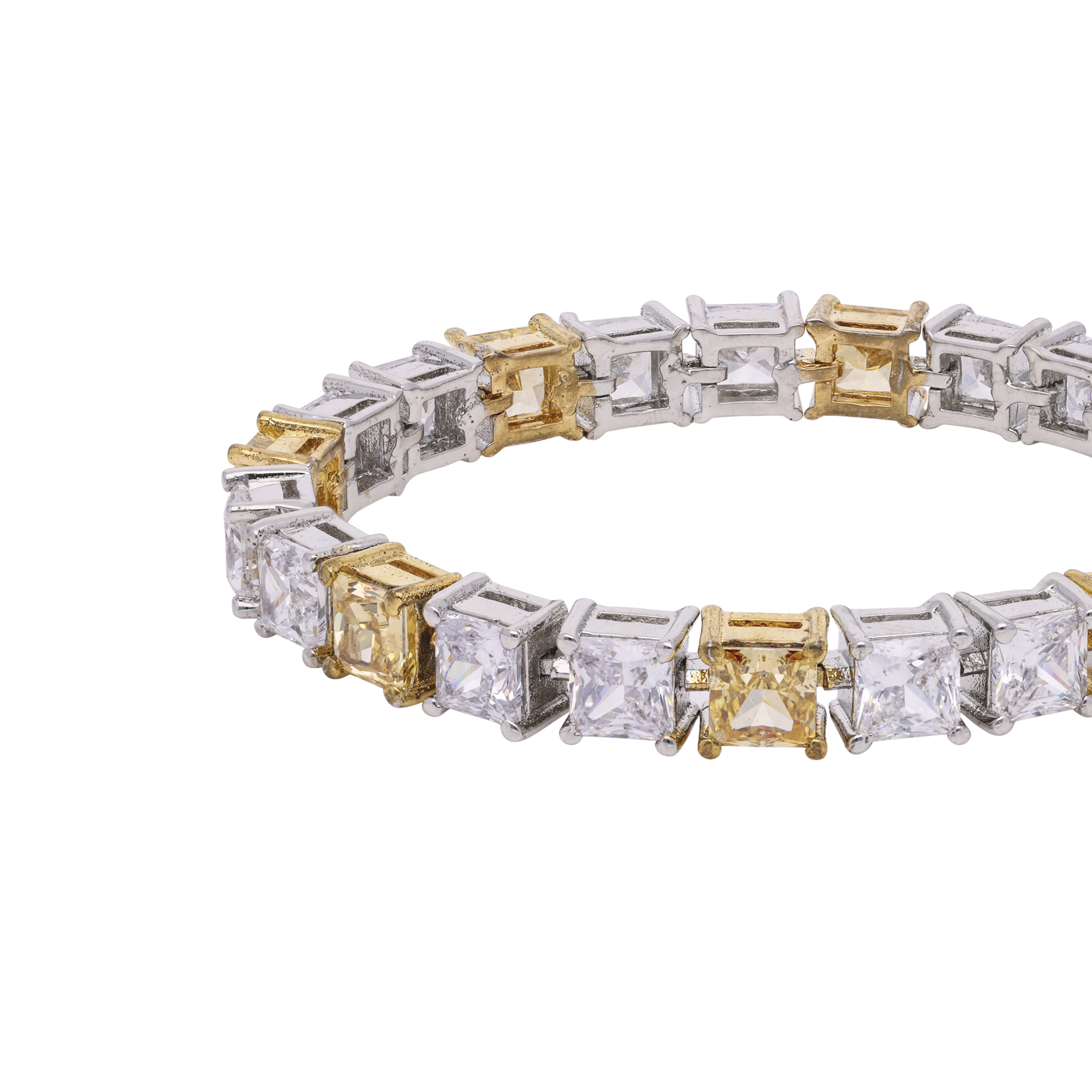 Sterling Silver Flexible Bracelet with Princess Cut Cubic Zirconia | SKU : 0020289928, 0020289904 , 0020289911 - crash.club by CKC