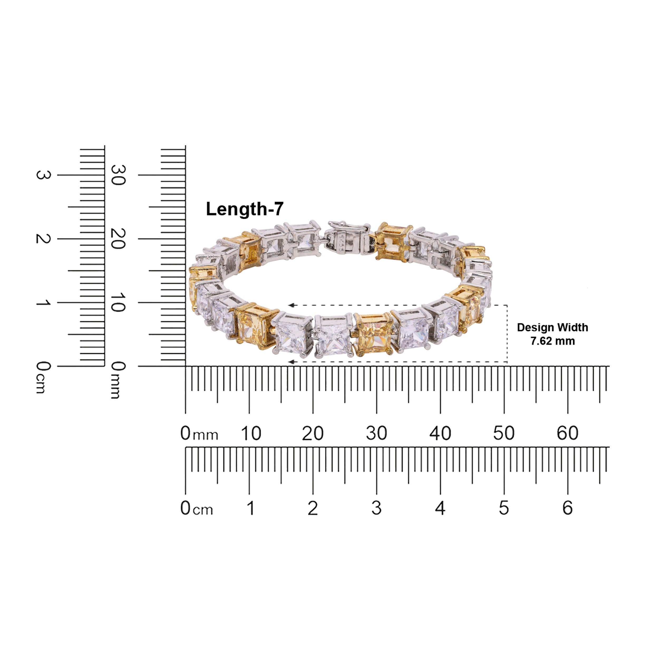 Sterling Silver Flexible Bracelet with Princess Cut Cubic Zirconia | SKU : 0020289928, 0020289904 , 0020289911 - crash.club by CKC