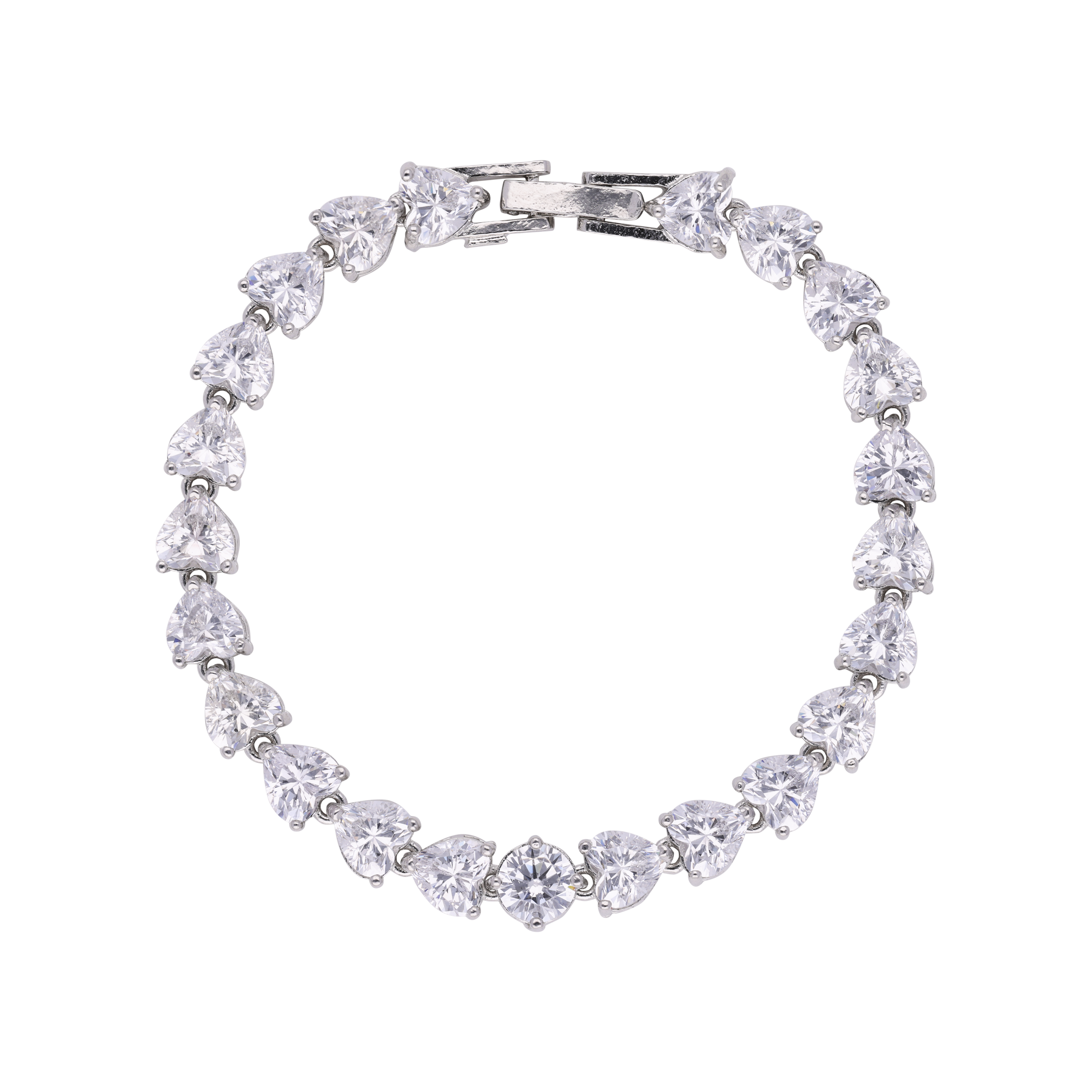 Sterling Silver Flexible Bracelet with Heart Shaped Solitaire Cubic Zirconia | SKU : 0020289959 ,0020289935, 0020289942, 0020289997
