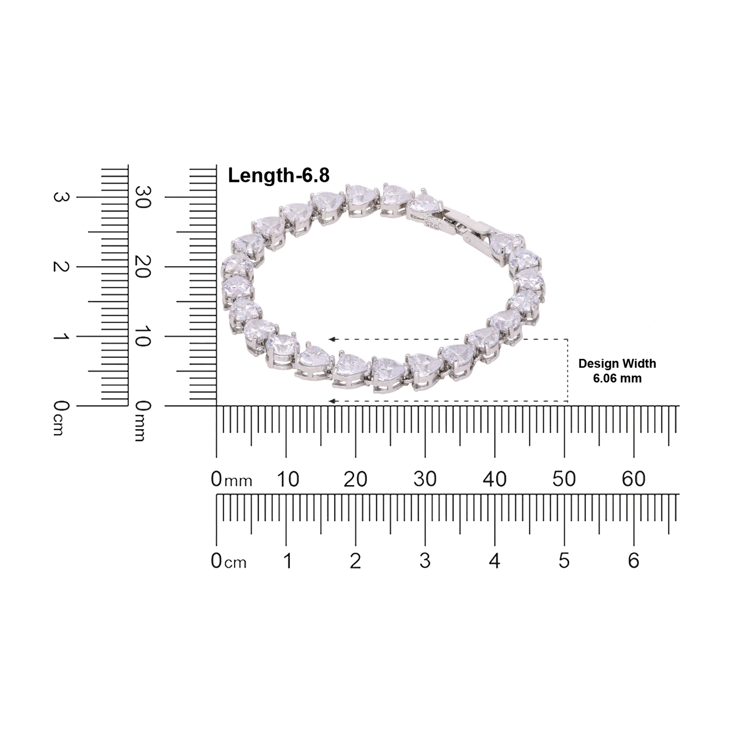 Sterling Silver Flexible Bracelet with Heart Shaped Solitaire Cubic Zirconia | SKU : 0020289959 ,0020289935, 0020289942, 0020289997 - crash.club by CKC