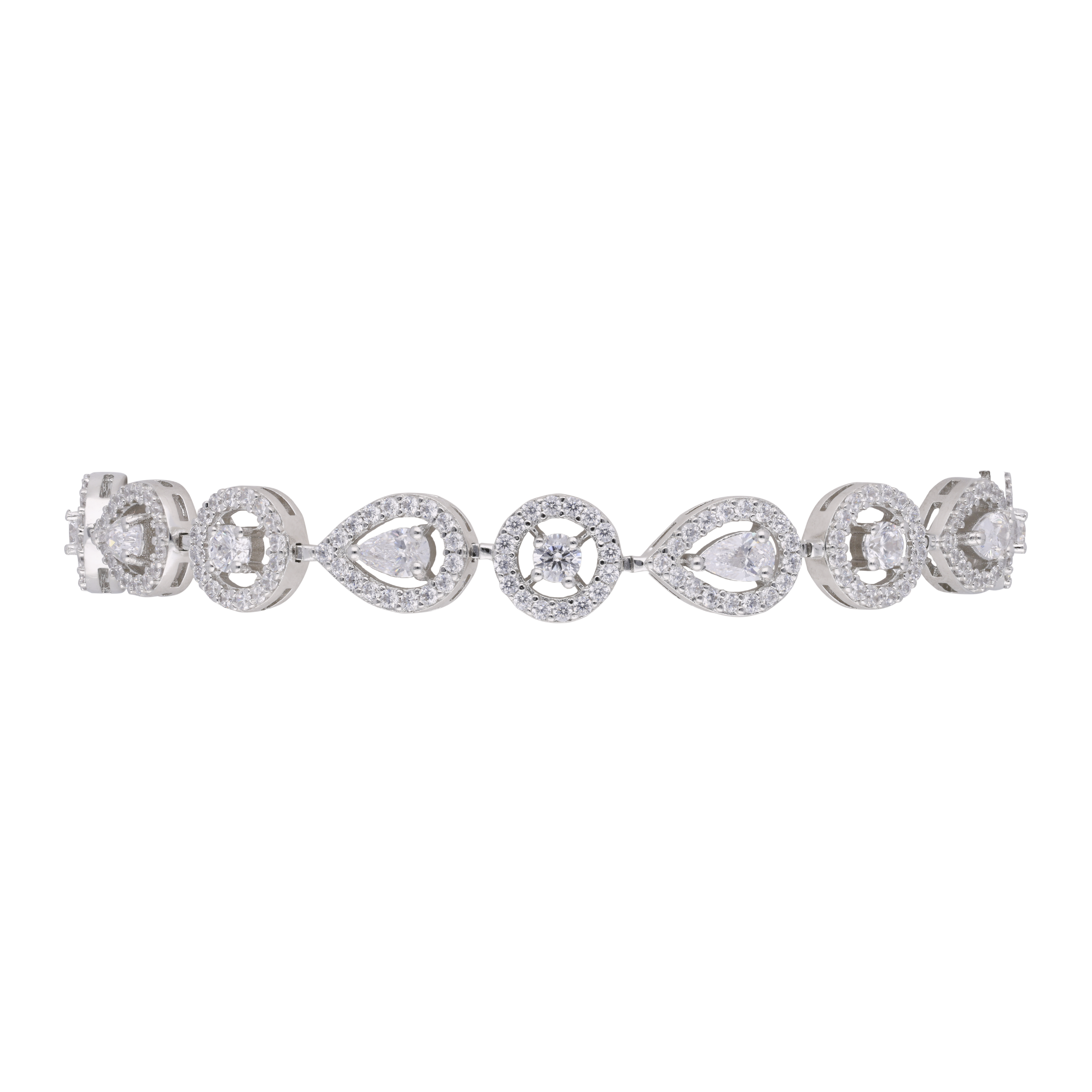 Sterling Silver Flexible Bracelet with Fancy Design and Cubic Zirconia | SKU : 0020289980, 0020289973, 0020289966