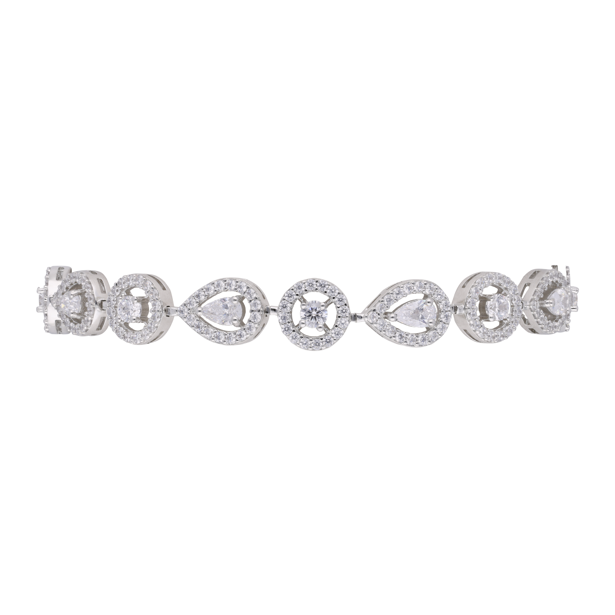 Sterling Silver Flexible Bracelet with Fancy Design and Cubic Zirconia | SKU : 0020289980, 0020289973, 0020289966 - crash.club by CKC