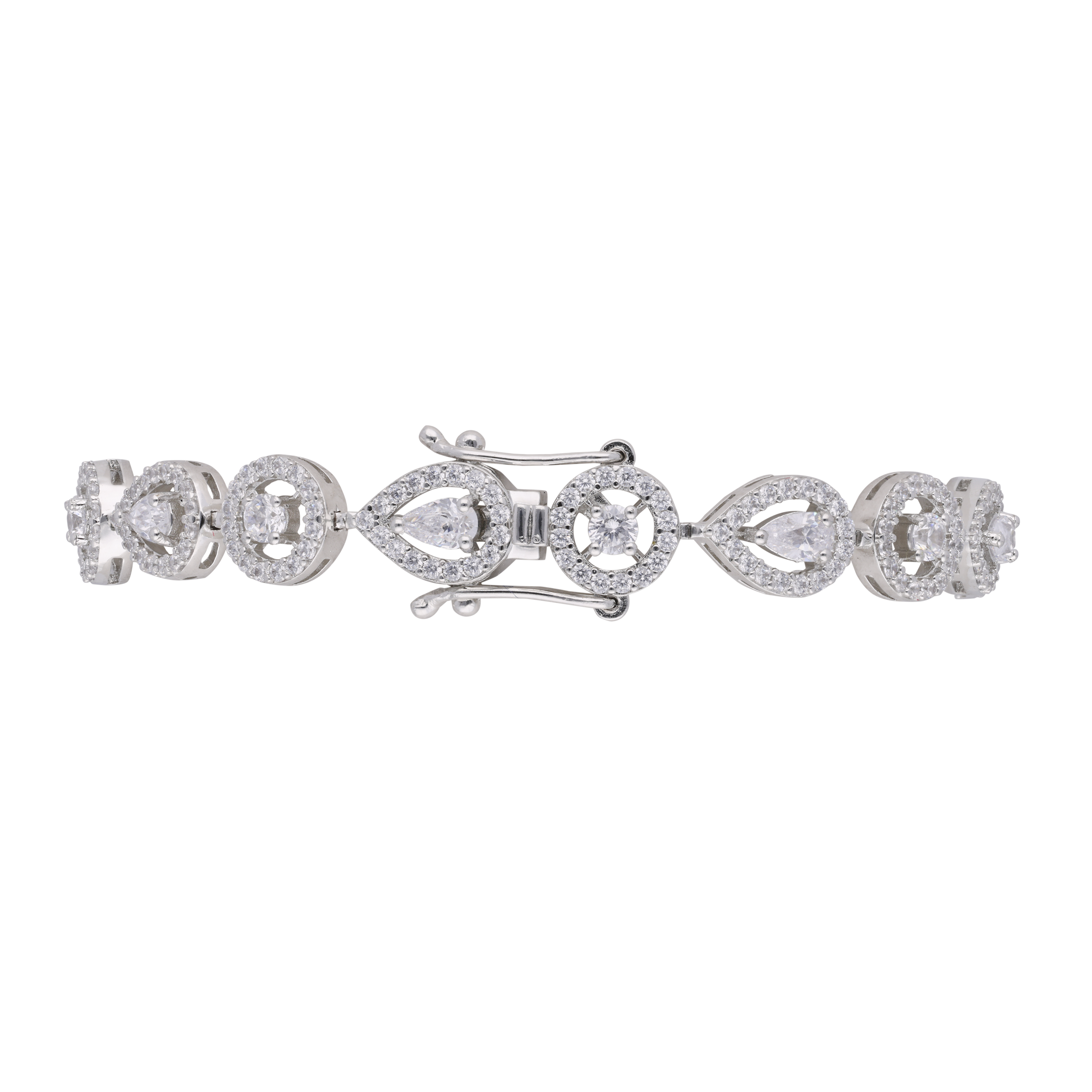 Sterling Silver Flexible Bracelet with Fancy Design and Cubic Zirconia | SKU : 0020289980, 0020289973, 0020289966 - crash.club by CKC