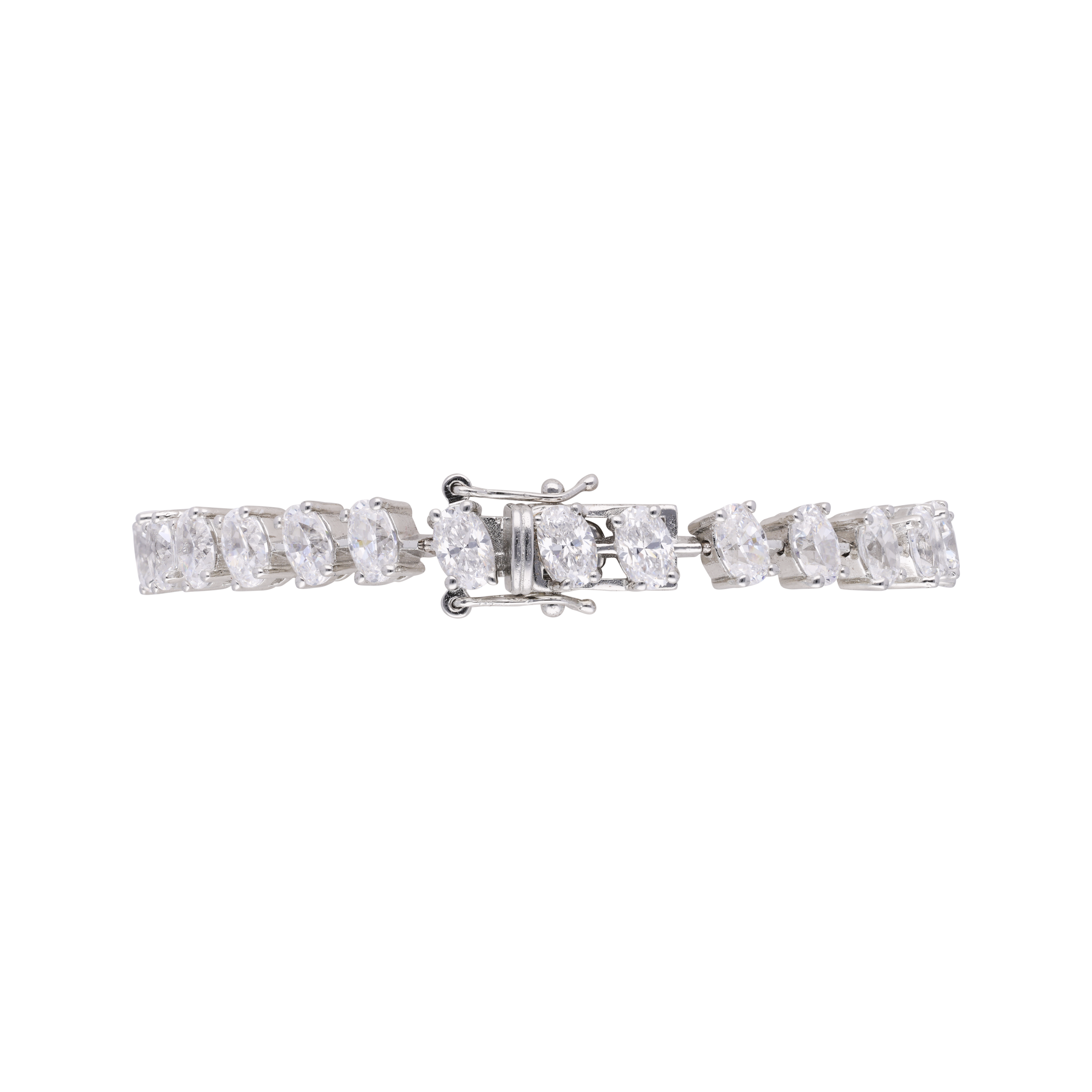 Sterling Silver Oval Shape Solitaire Setting Cubic Zircon Bracelet | SKU : 0020588731, 0020290023, 0020588748 - crash.club by CKC