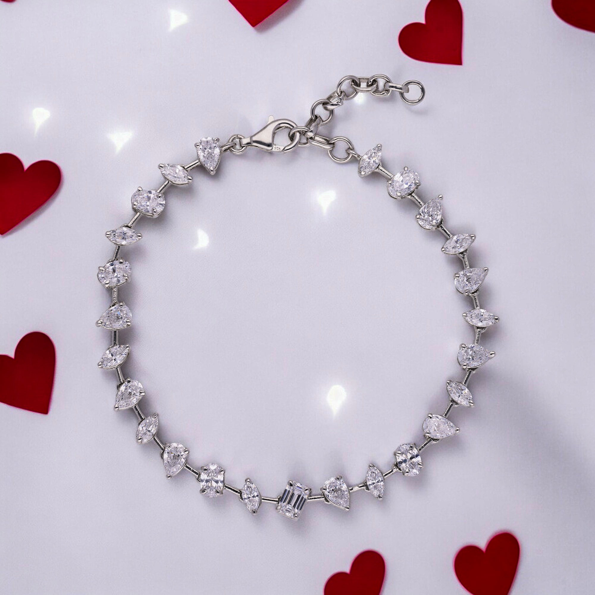 Sterling Silver Bracelet with Fancy Shaped Cubic Zirconia | SKU : 0020290108, 0003394908, 0020809317, 0020809300