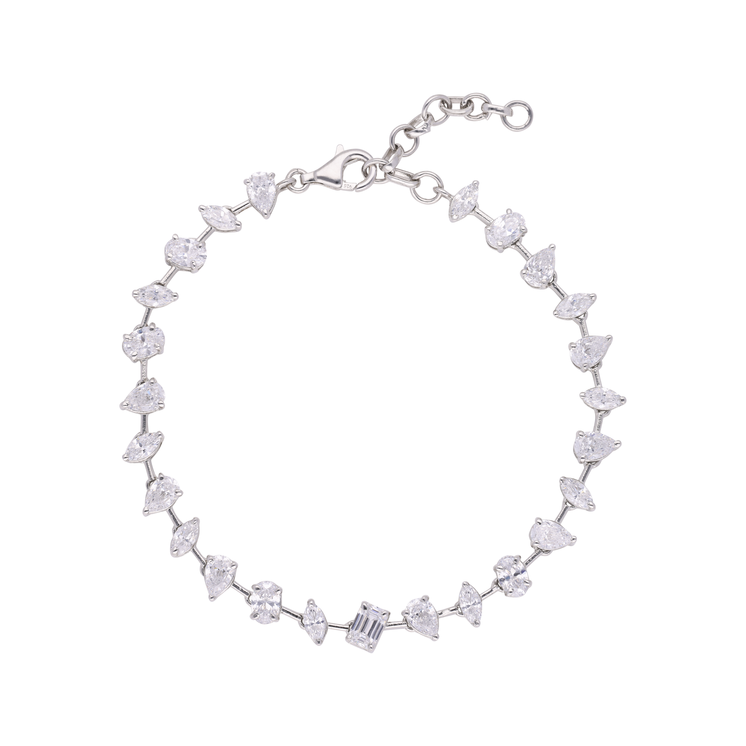 Sterling Silver Bracelet with Fancy Shaped Cubic Zirconia | SKU : 0020290108