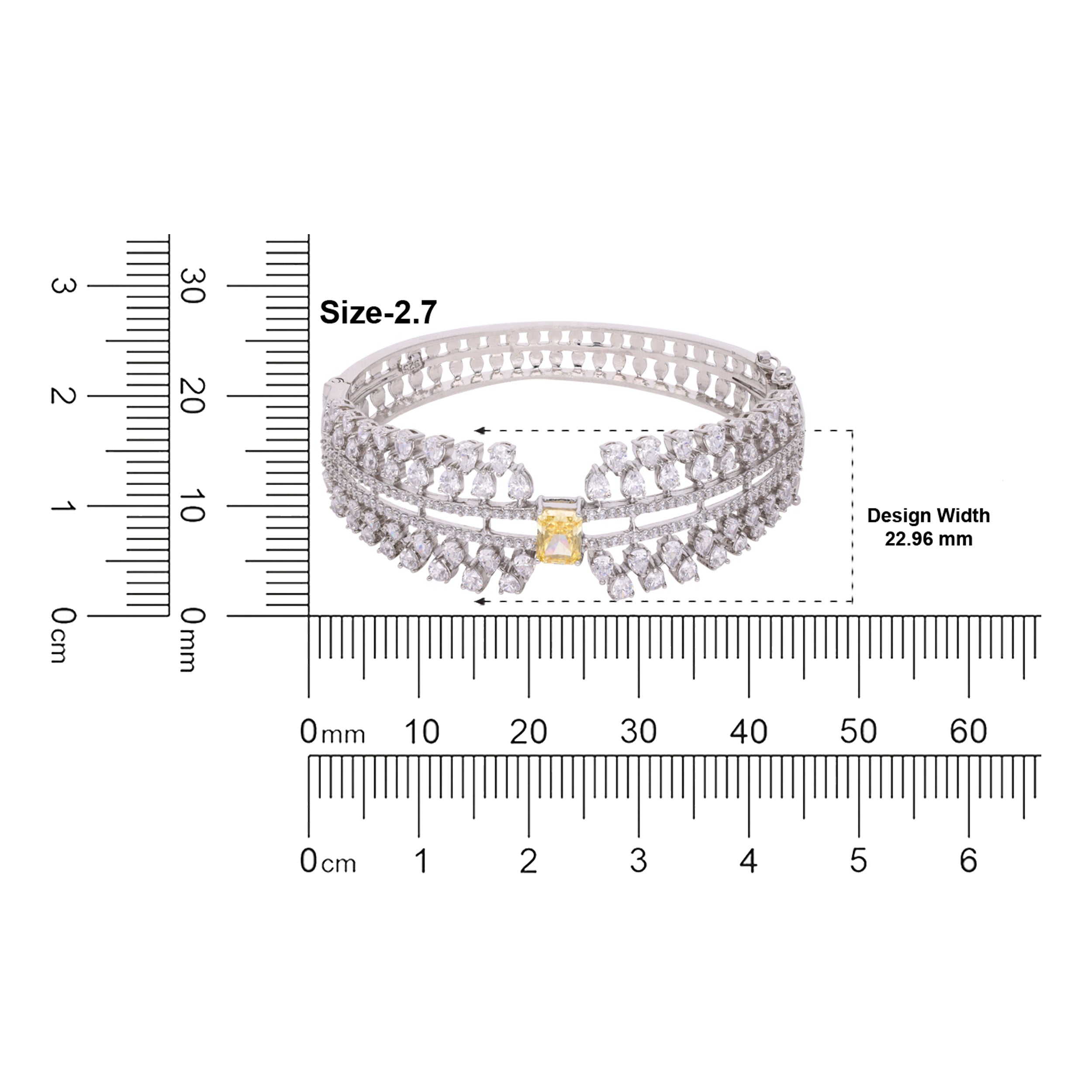 Sterling Silver Openable Stiff Bracelet with Fancy Shaped Solitaire Cubic Zirconia | SKU : 0020291464 - crash.club by CKC