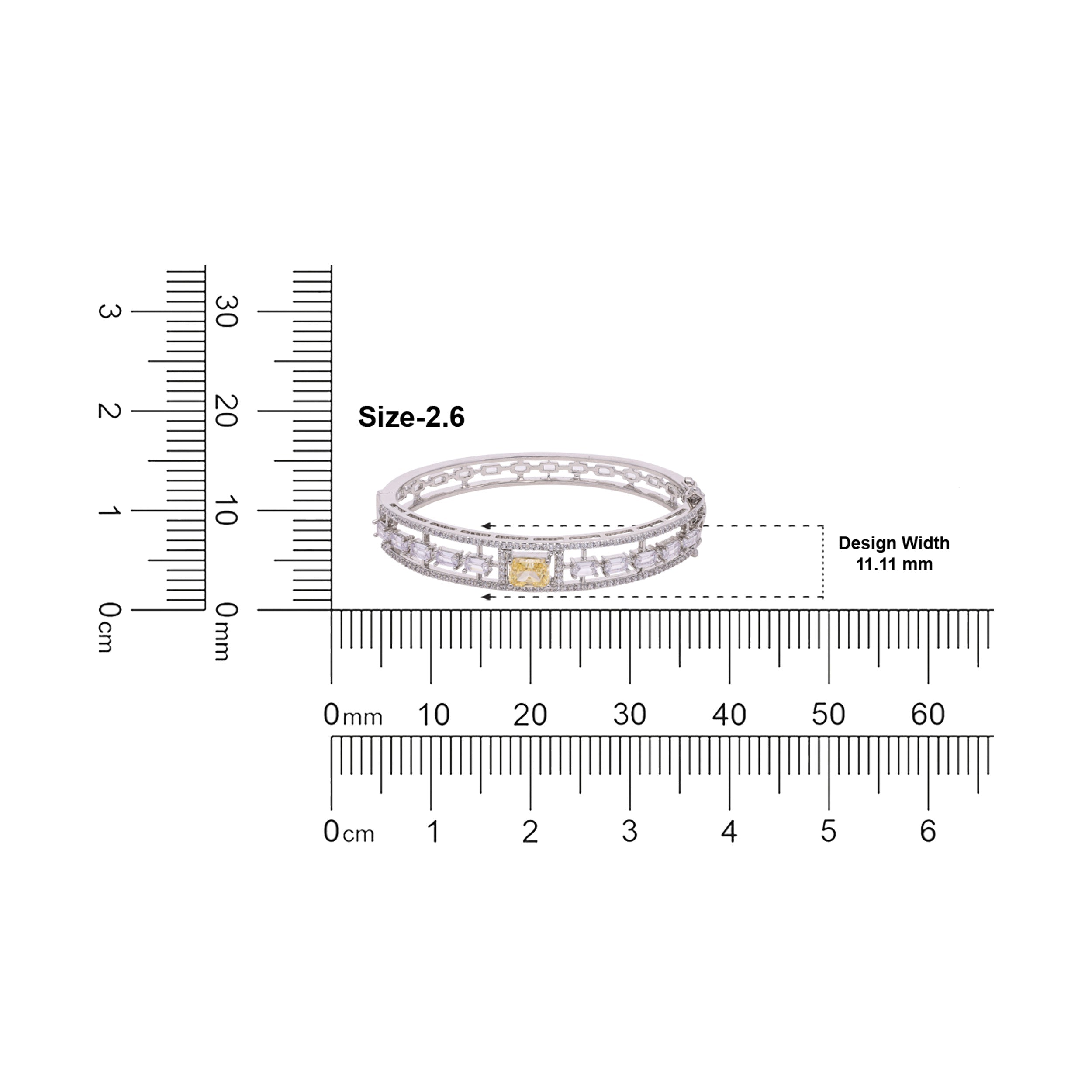 Sterling Silver Openable Stiff Bracelet with Fancy Shaped Solitaire Cubic Zirconia | SKU : 0020291471