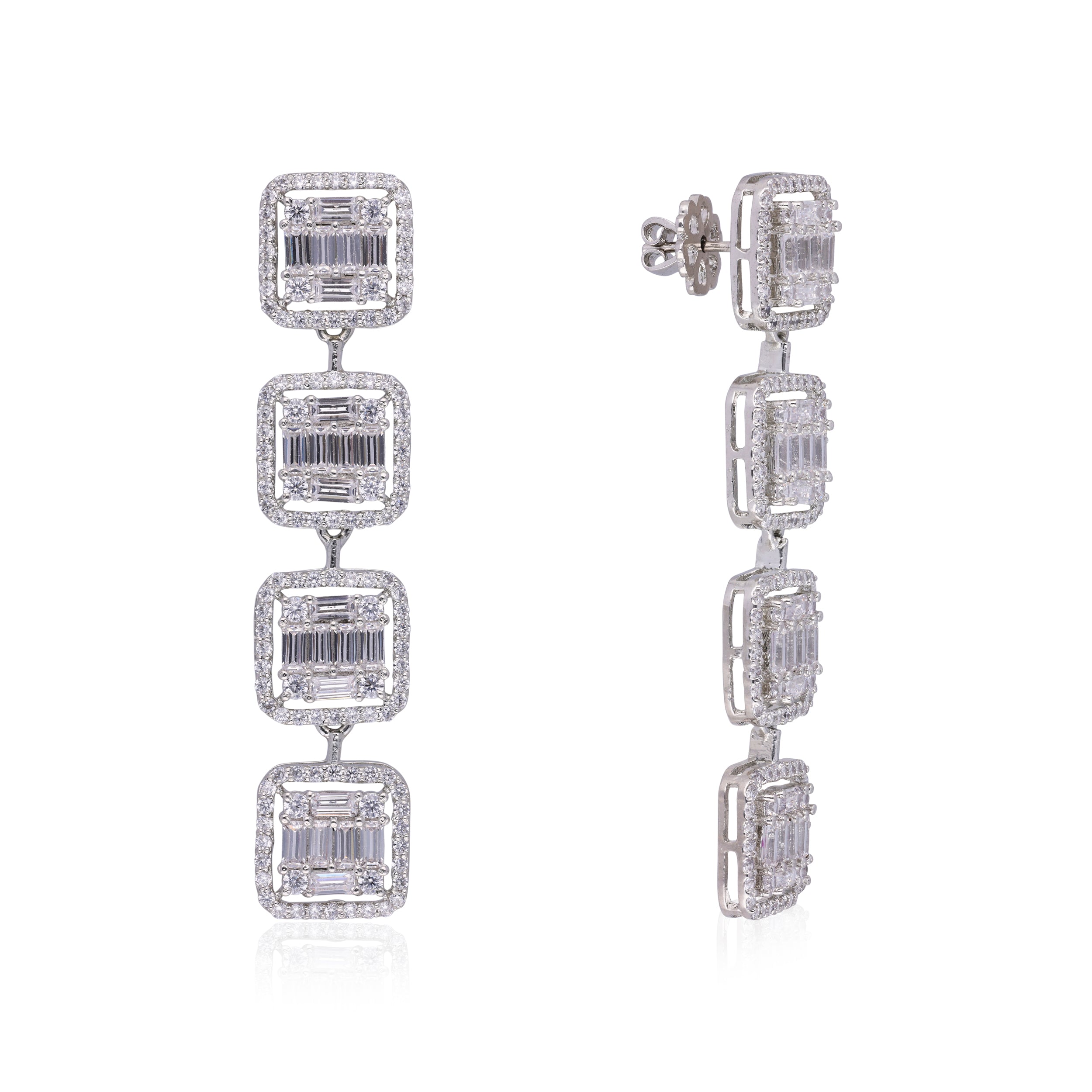 Jesel - Cubic Square Drop Earrings 