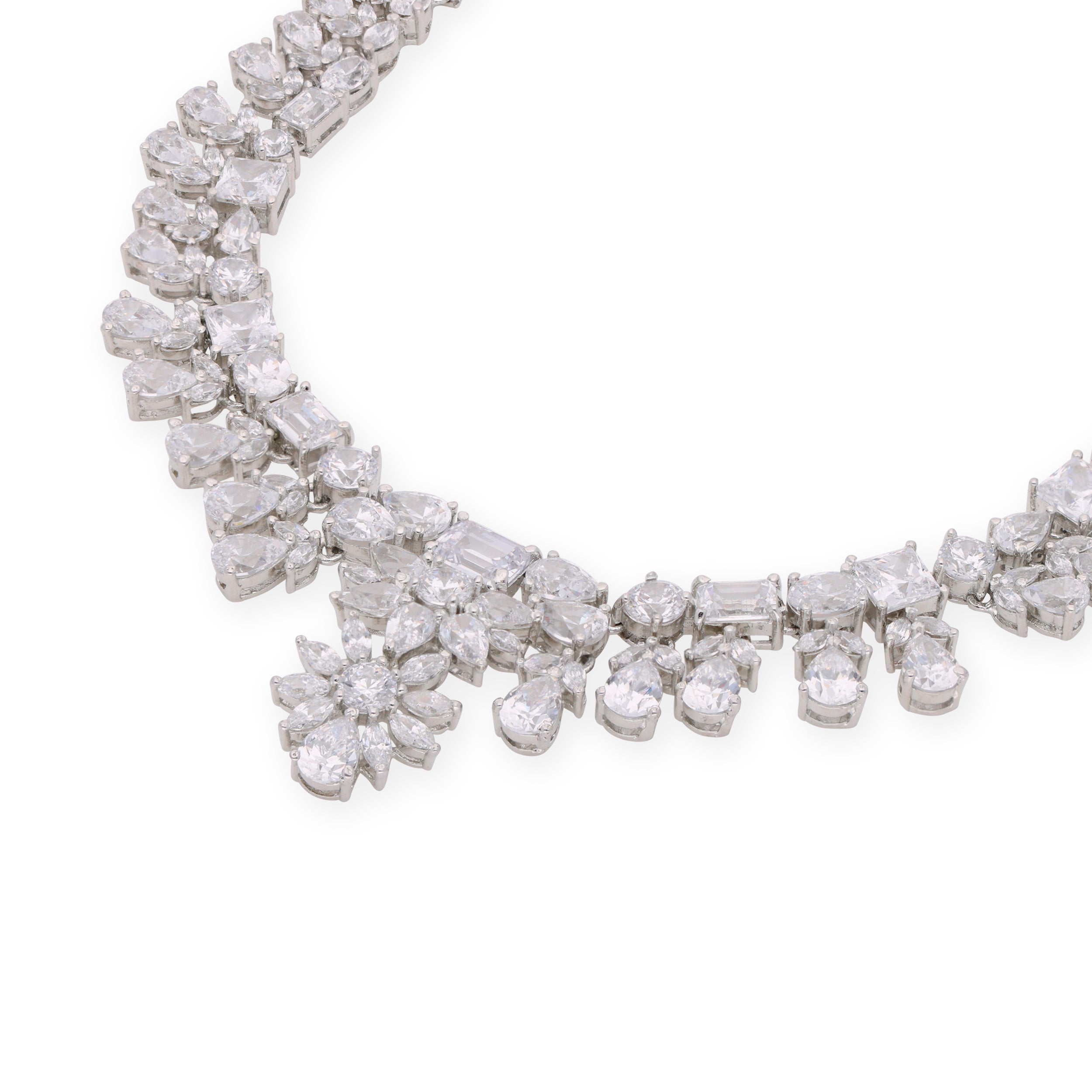 Gorgeous Flora Cluster Silver Necklace | SKU : 0020296728 , 0020296742 - crash.club by CKC