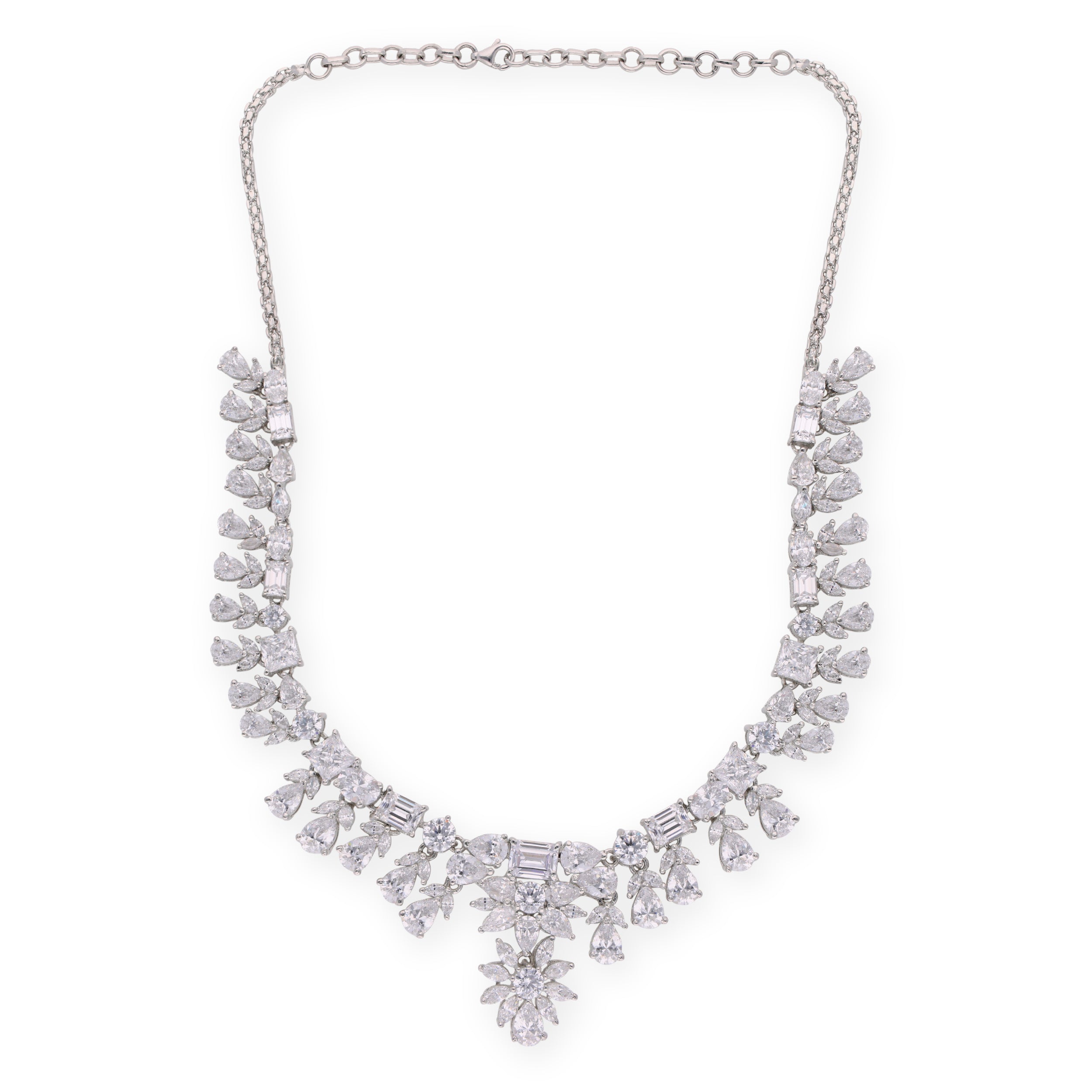 Gorgeous Flora Cluster Silver Necklace | SKU : 0020296728 , 0020296742 - crash.club by CKC