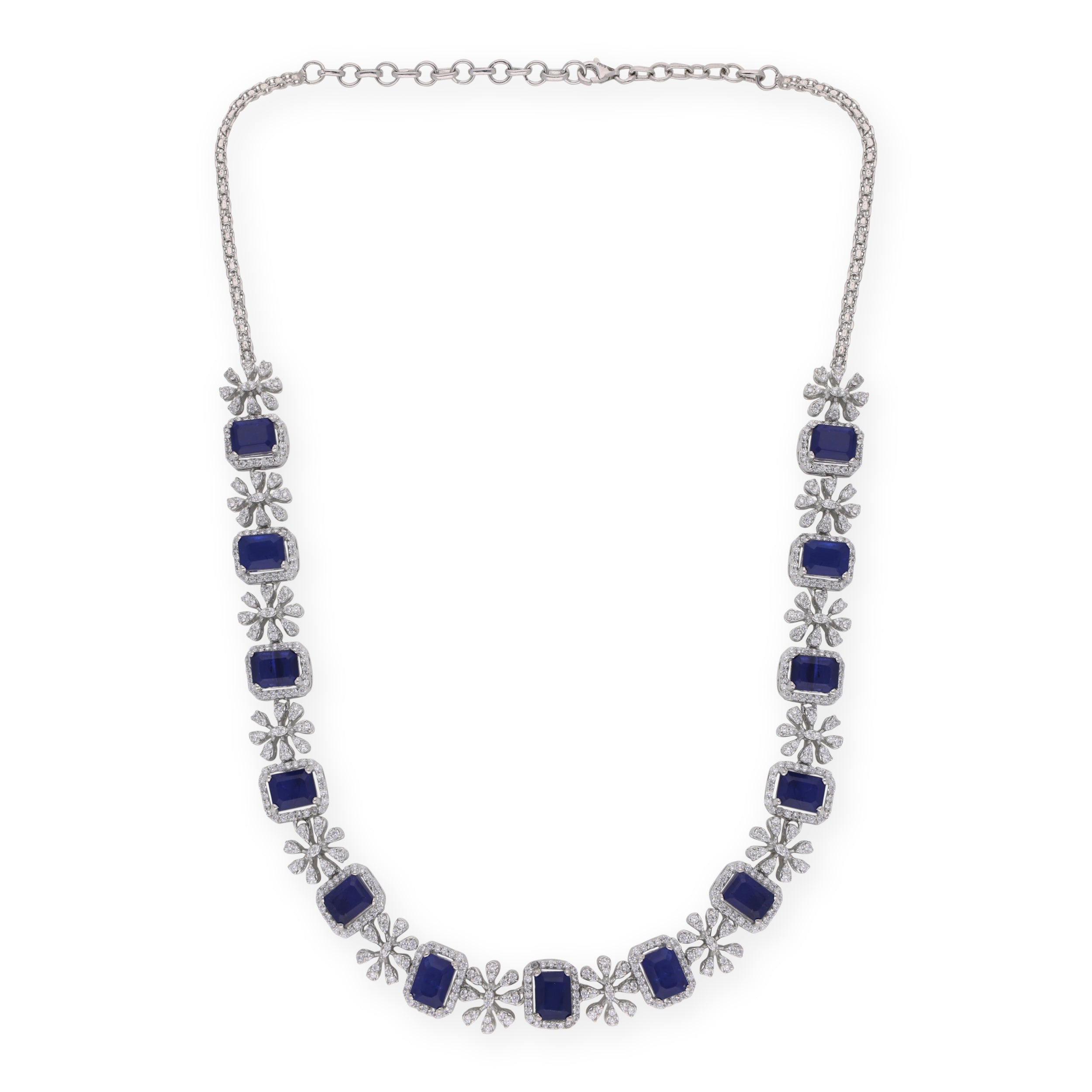 Rhine - Blue Sterling Silver Princess Necklace_2