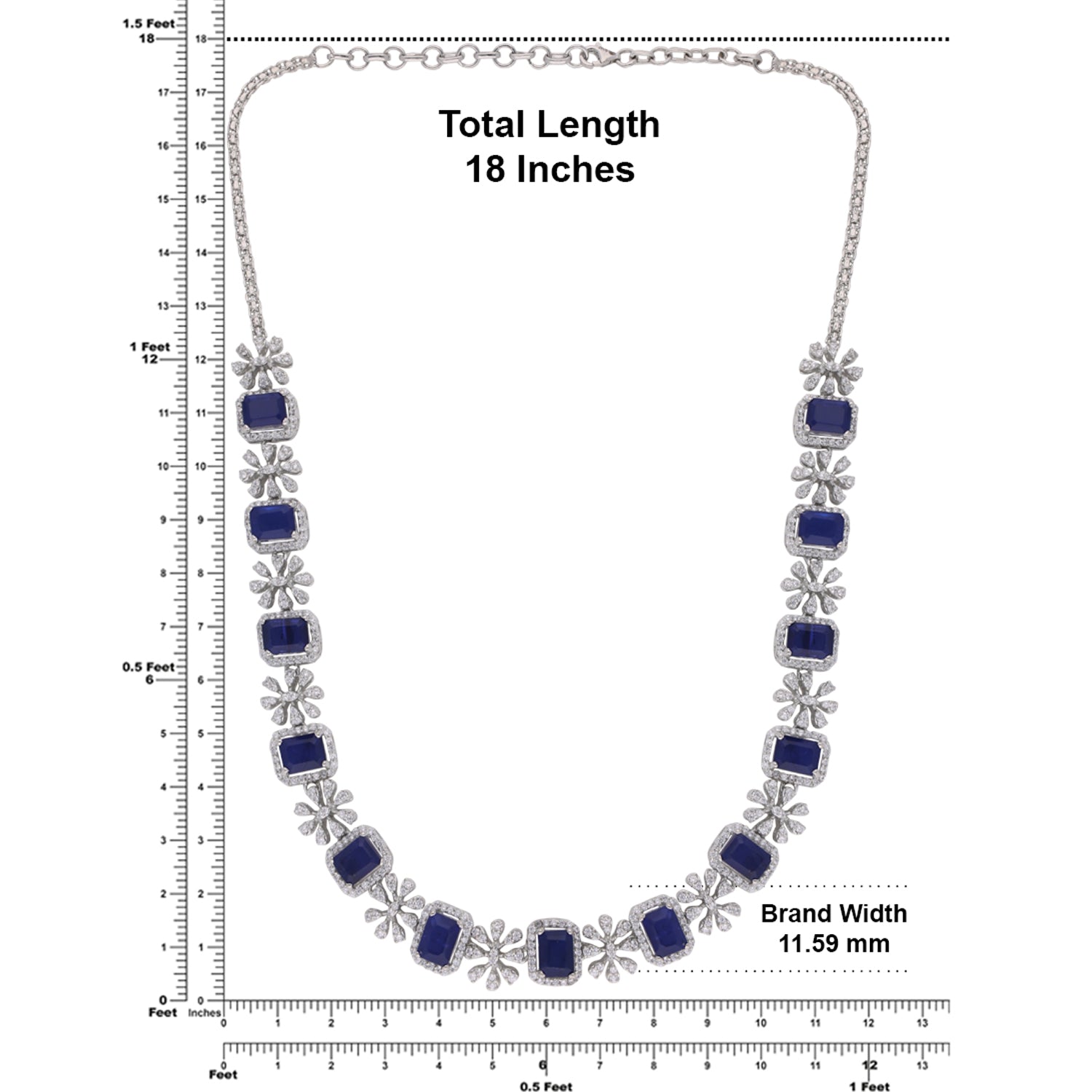 Rhine - Blue Sterling Silver Princess Necklace_3