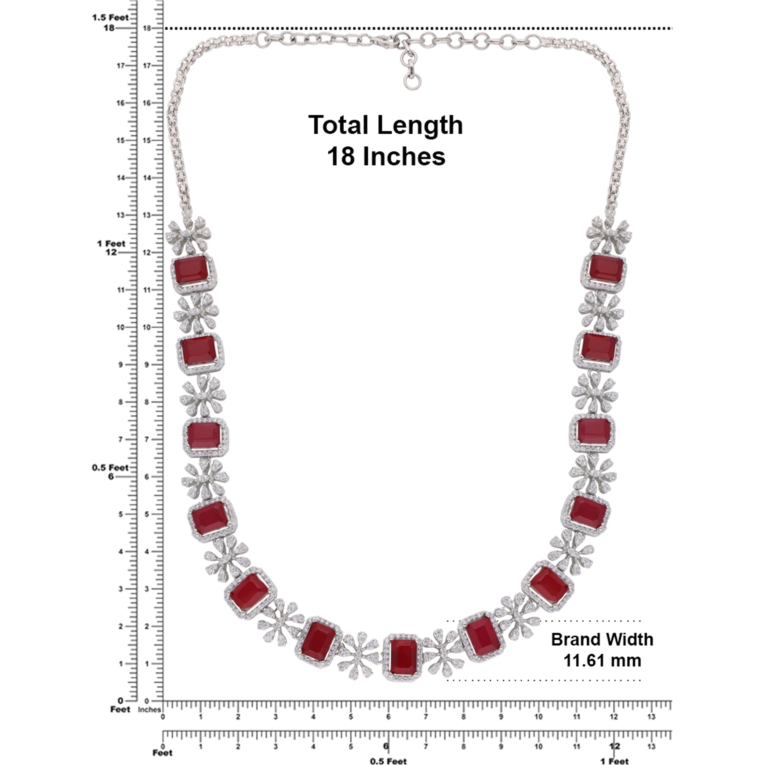 Rhine-Red Jewel and Zircon Flower Necklace_3