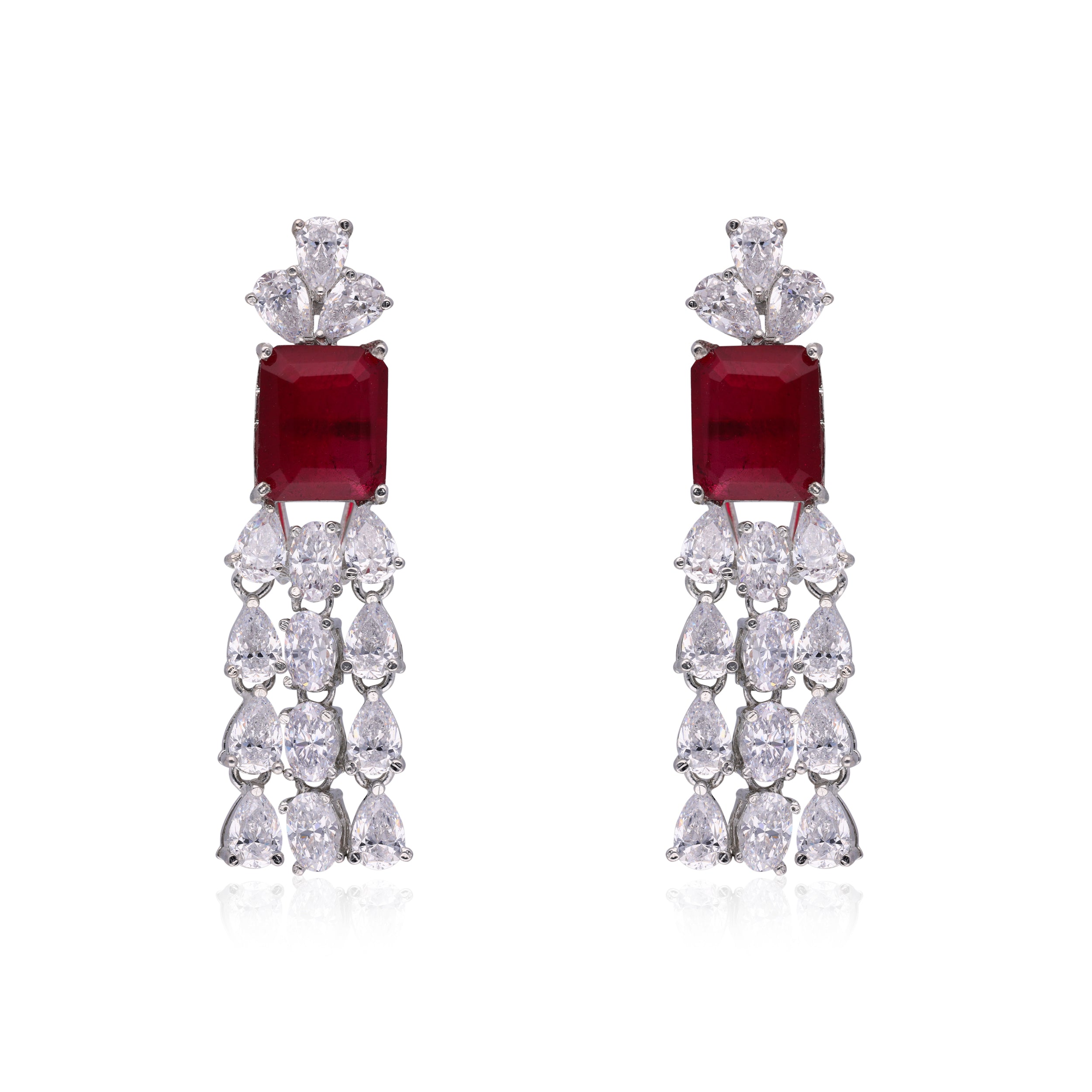 Jesel_Red Jewel and Cubic Zircon Earrings_1