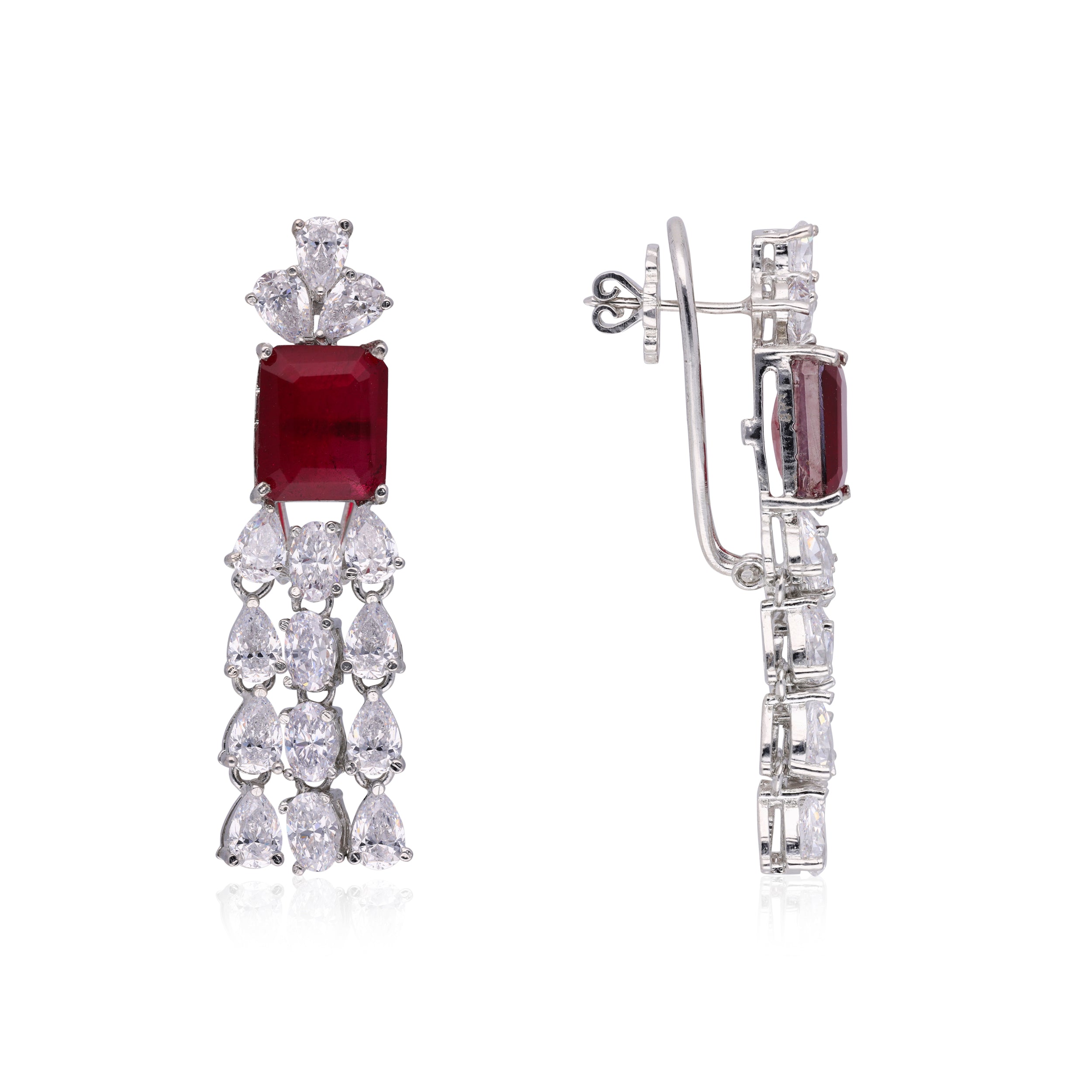 Jesel_Red Jewel and Cubic Zircon Earrings_2