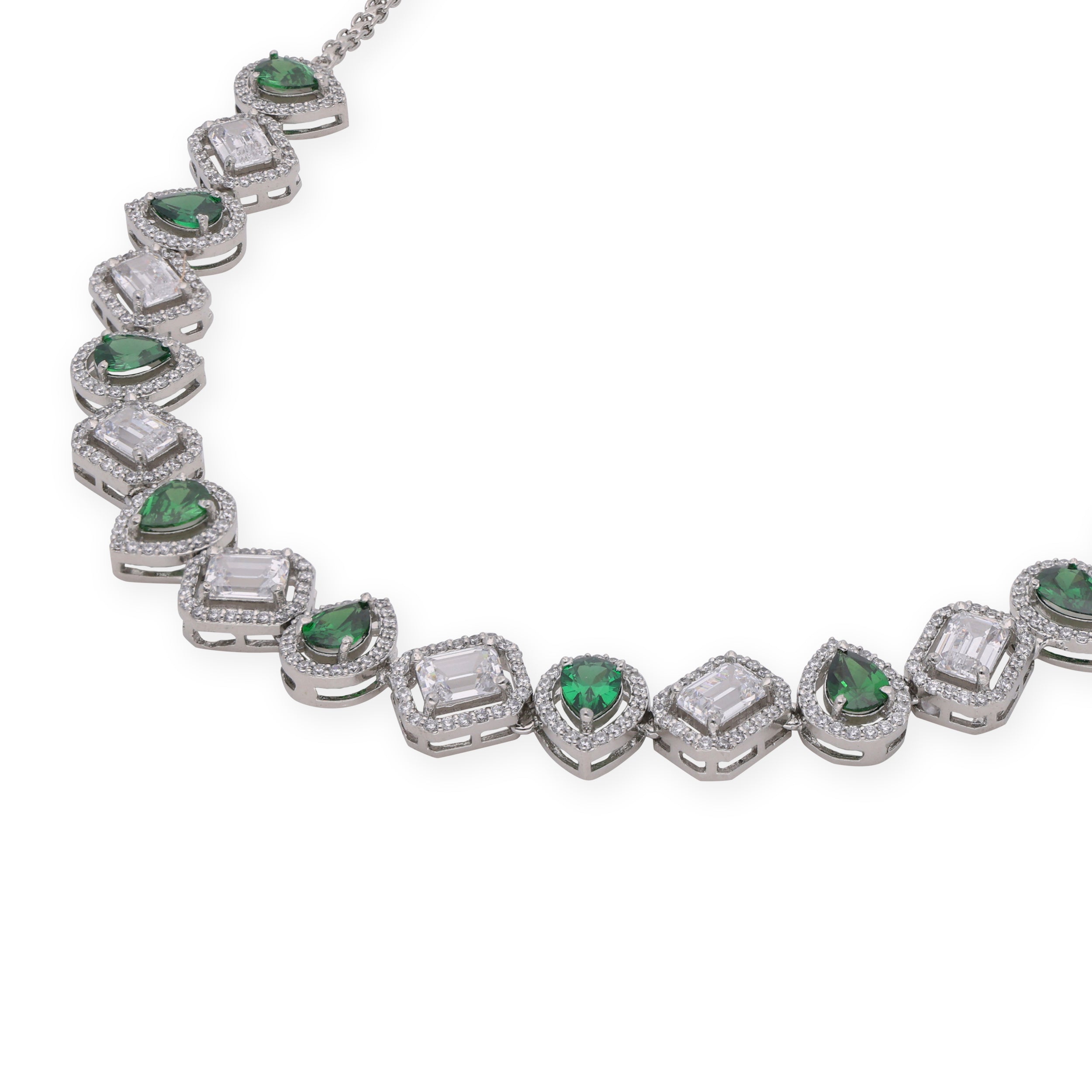 Rhine_Green and Sparkling Zircon Silver Necklace _1