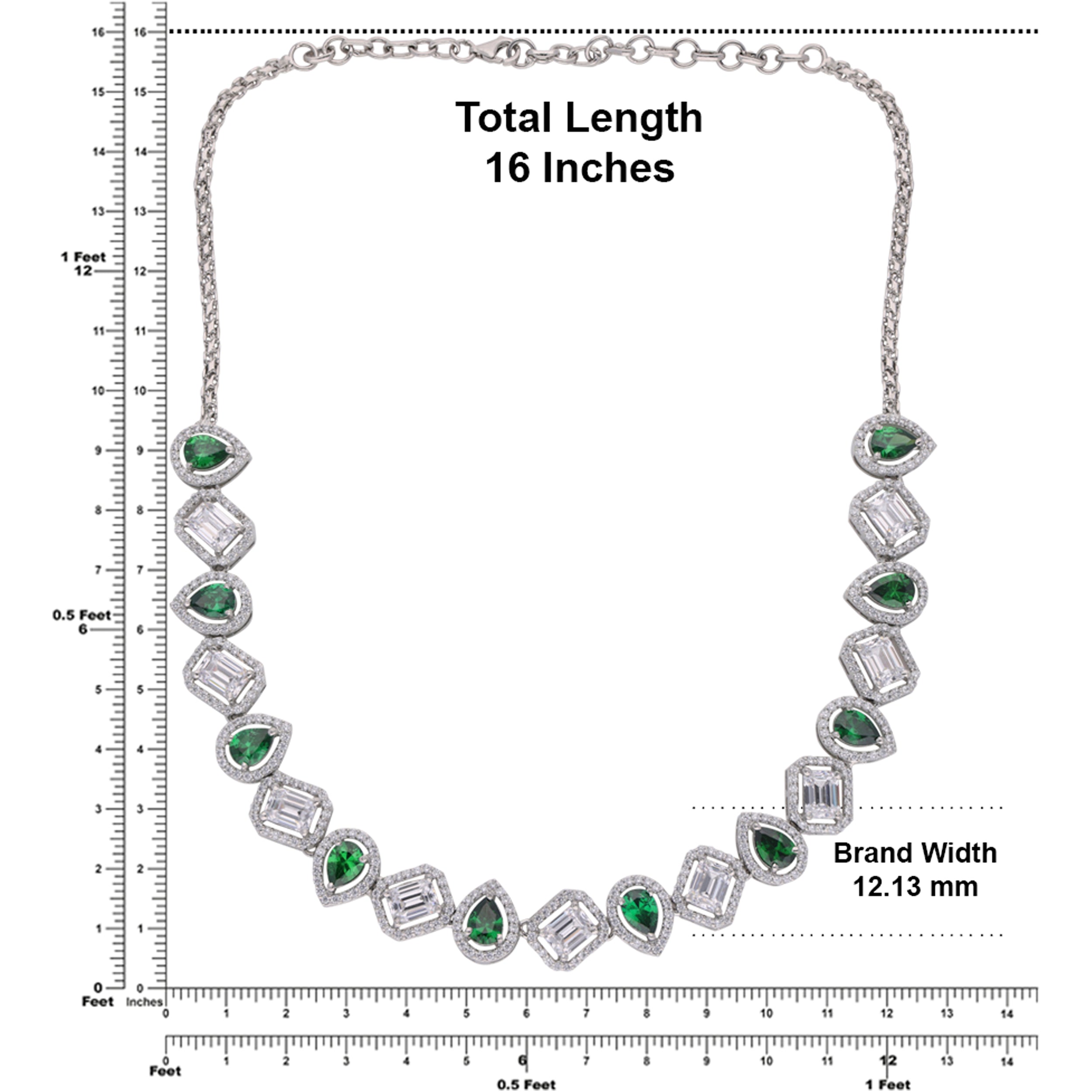 Rhine_Green and Sparkling Zircon Silver Necklace _3