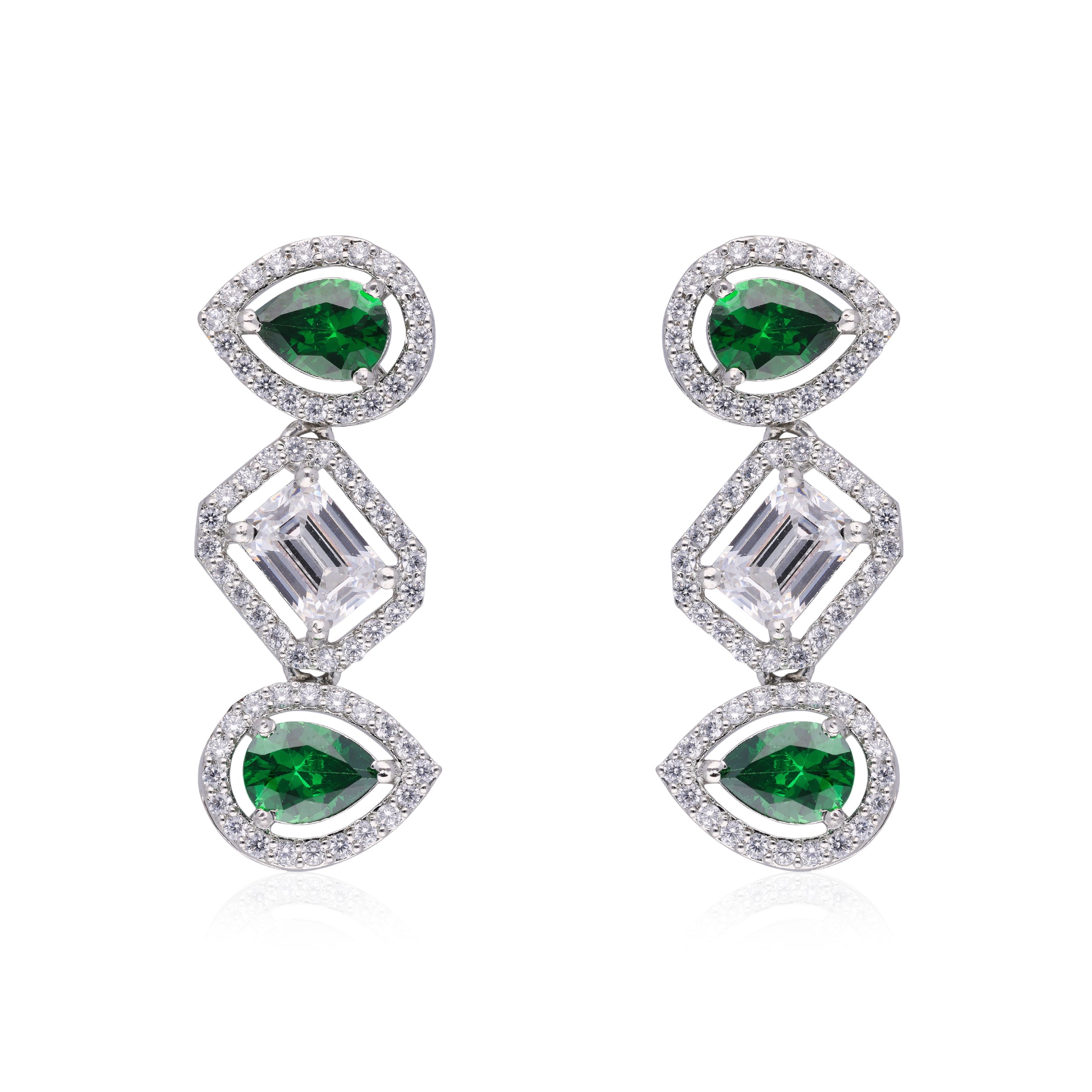 Jesel_Green and Zircon Silver Earrings_1