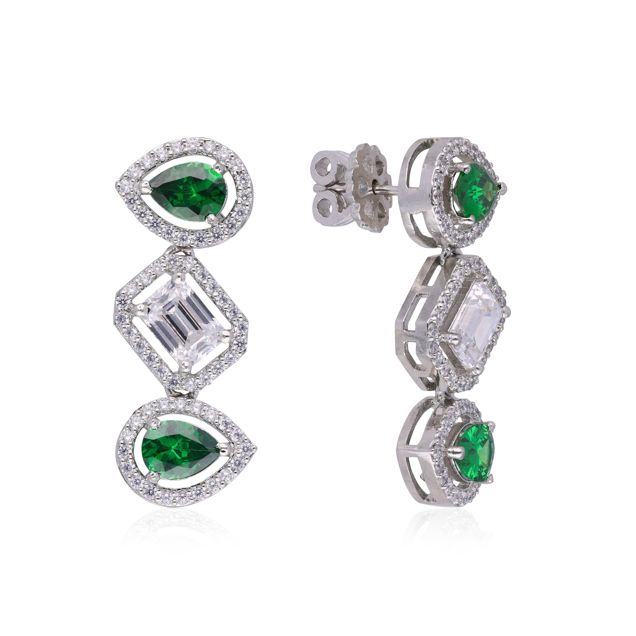 Jesel_Green and Zircon Silver Earrings_2