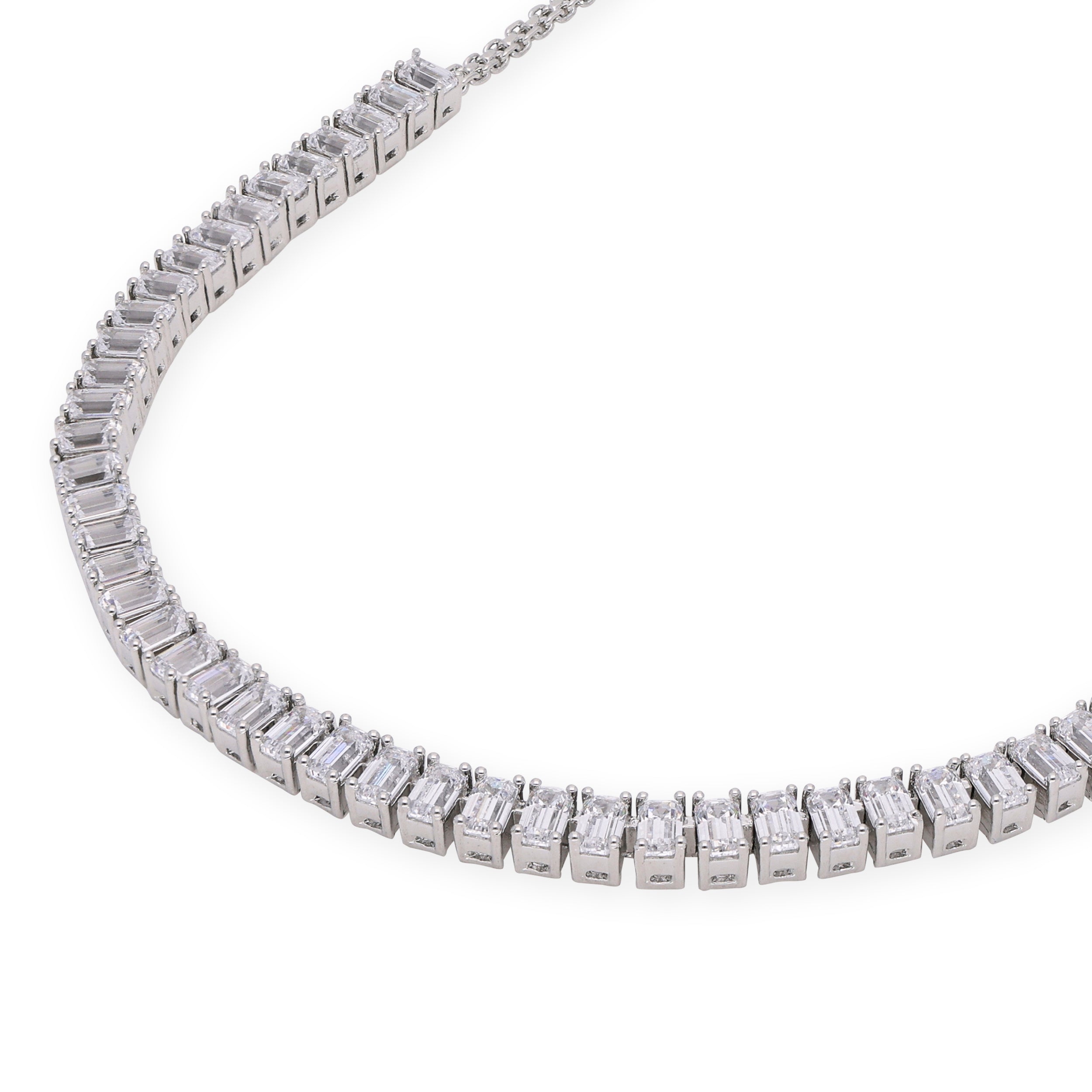 Rhine_Royal Baguette Cut Cubic Zircon Silver Necklace_1