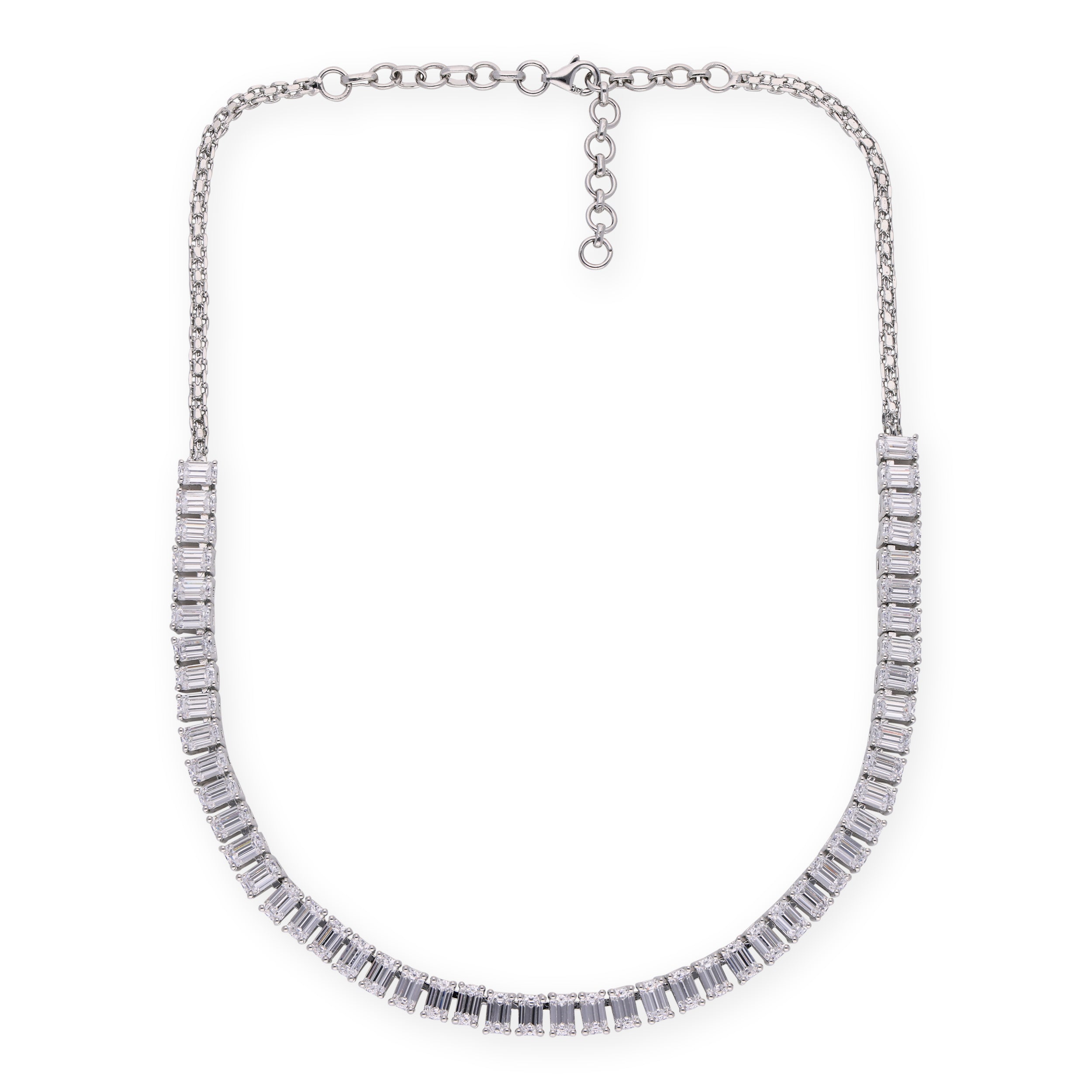 Rhine_Royal Baguette Cut Cubic Zircon Silver Necklace_2