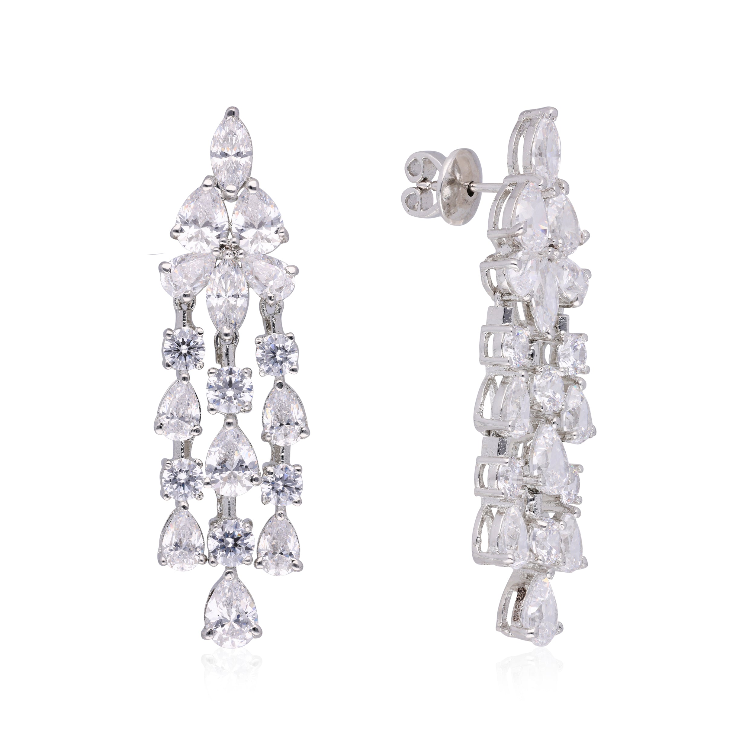 Jesel_Royal Teardrop Cubic Zircons Silver Earring_2