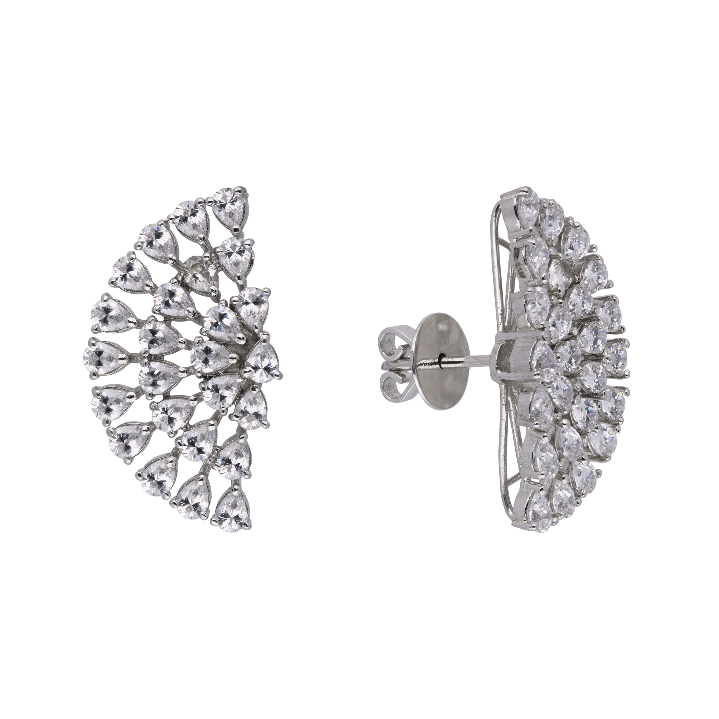 Half Circle Tear Shaped Cubic Zircon Earrings | SKU : 0020308896, 0003366028, 0003366011