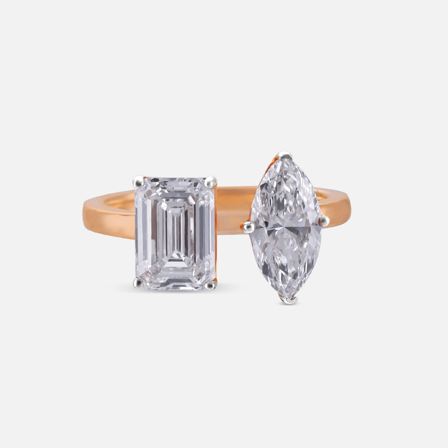 Open Ring with Emerald and Marquise Cut Lab Grown Diamonds | SKU : 0020310523