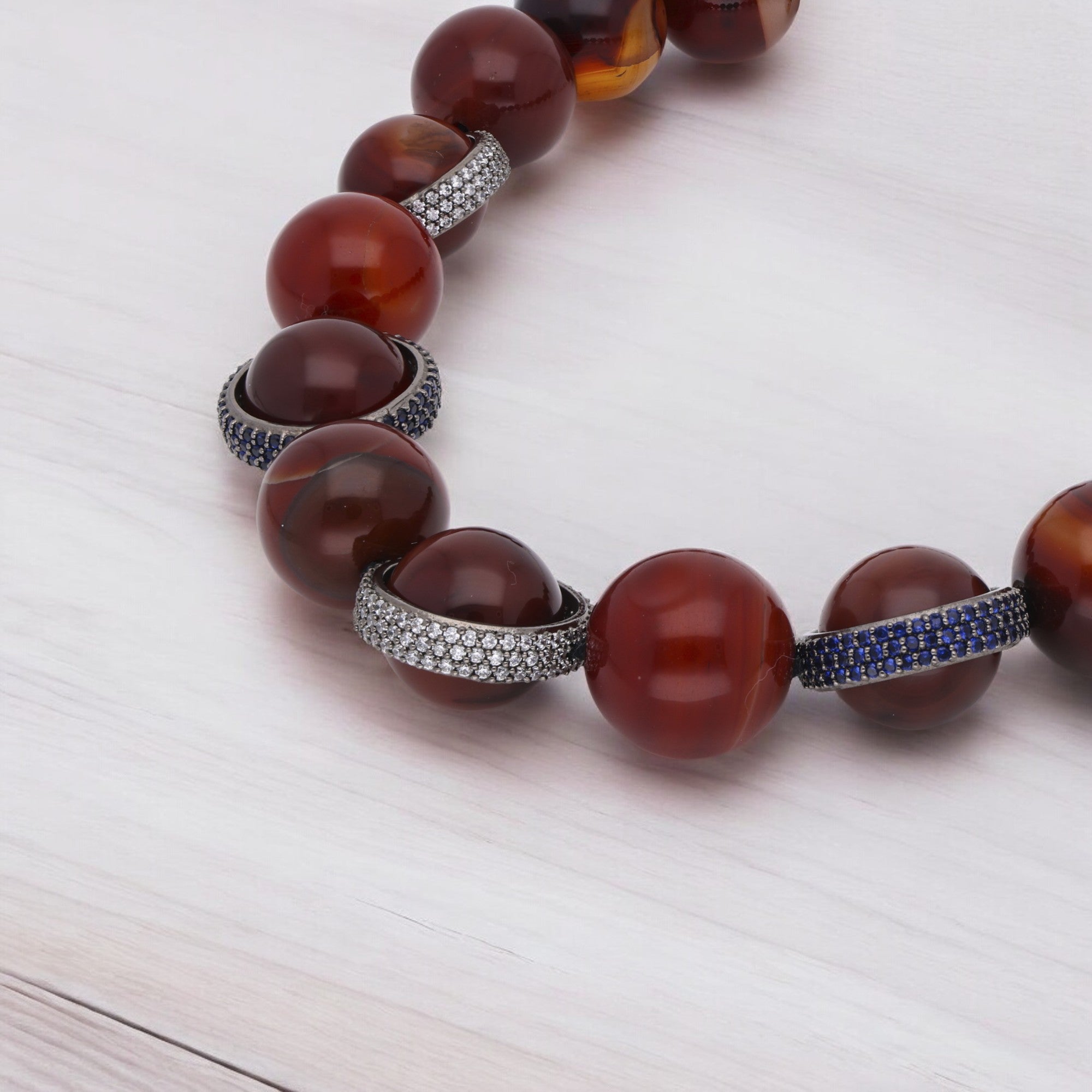 Radiant Sterling Silver Necklace: Grand Carnelian Beads Edition | SKU : 0020334260