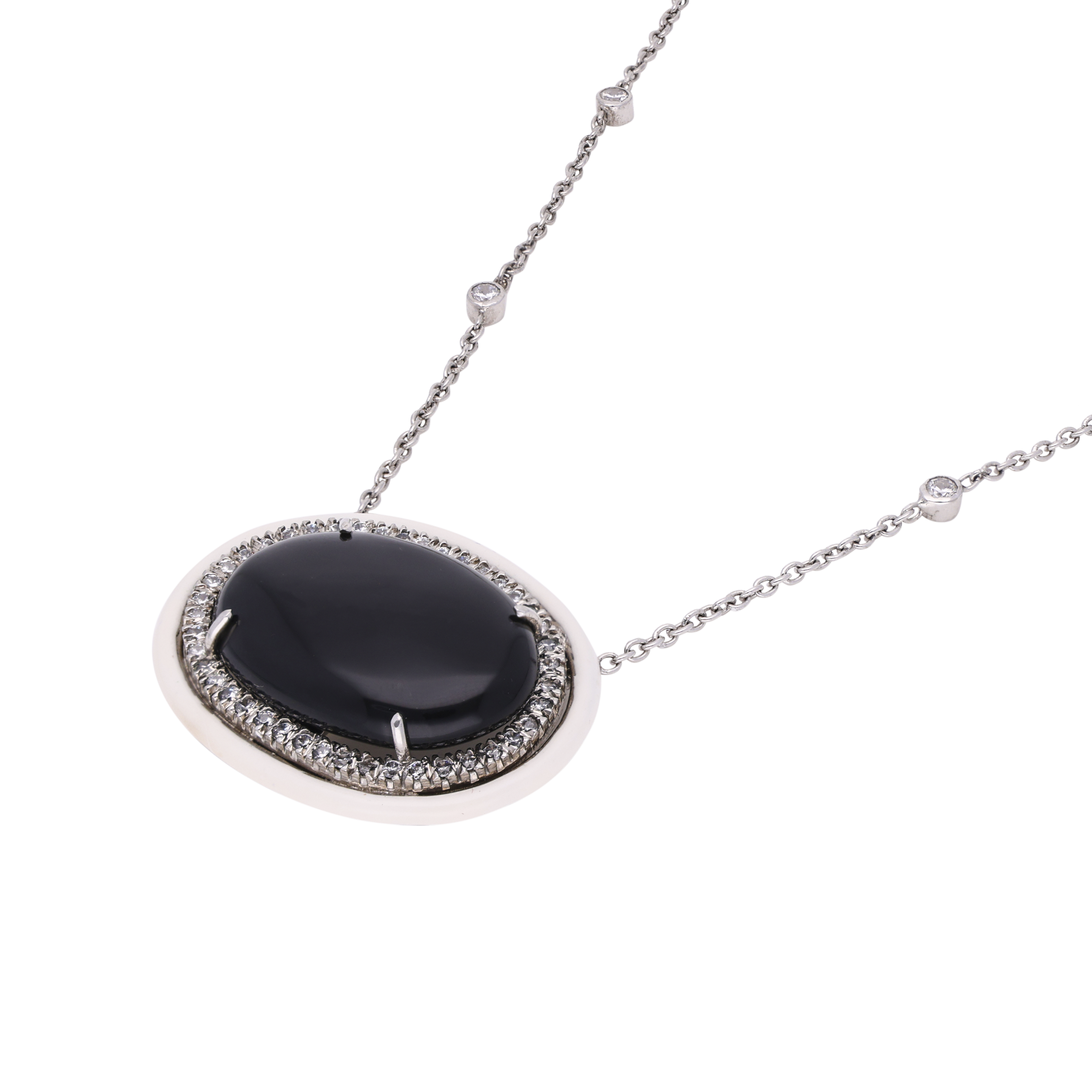 Sleek Sterling Silver Chain Pendant with Black Onyx Stone | SKU : 0020334314 - crash.club by CKC