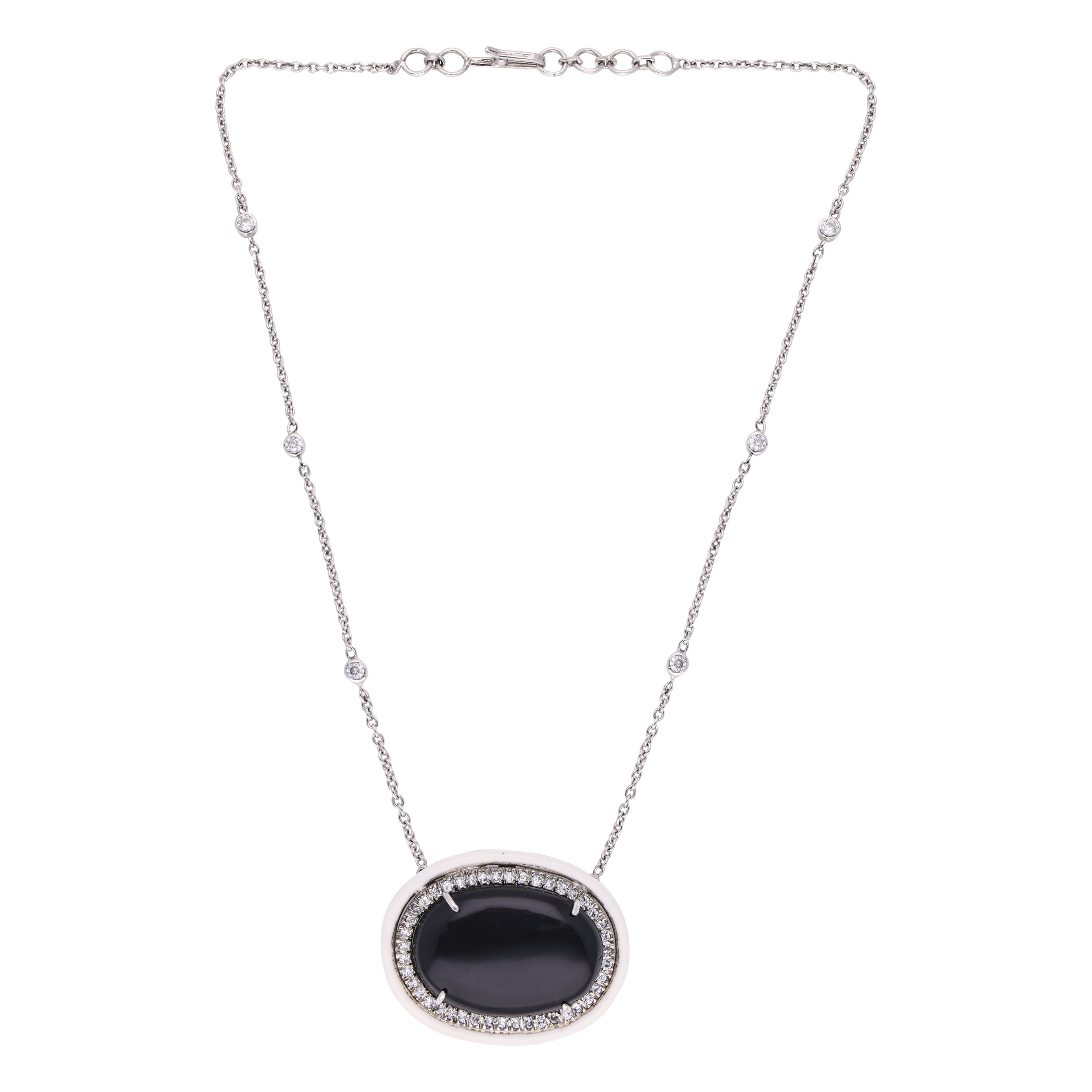 Sleek Sterling Silver Chain Pendant with Black Onyx Stone | SKU : 0020334314