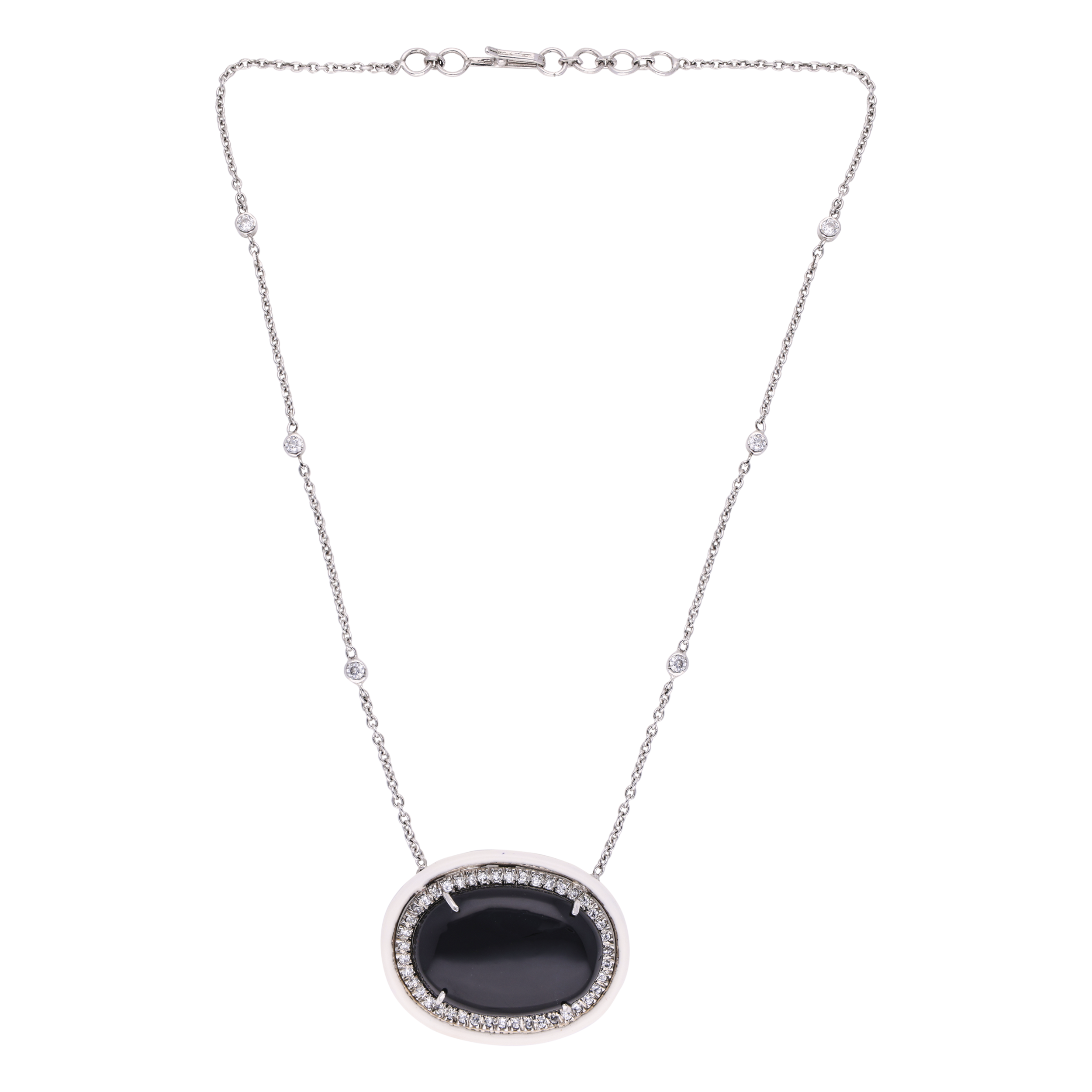 Sleek Sterling Silver Chain Pendant with Black Onyx Stone | SKU : 0020334314 - crash.club by CKC