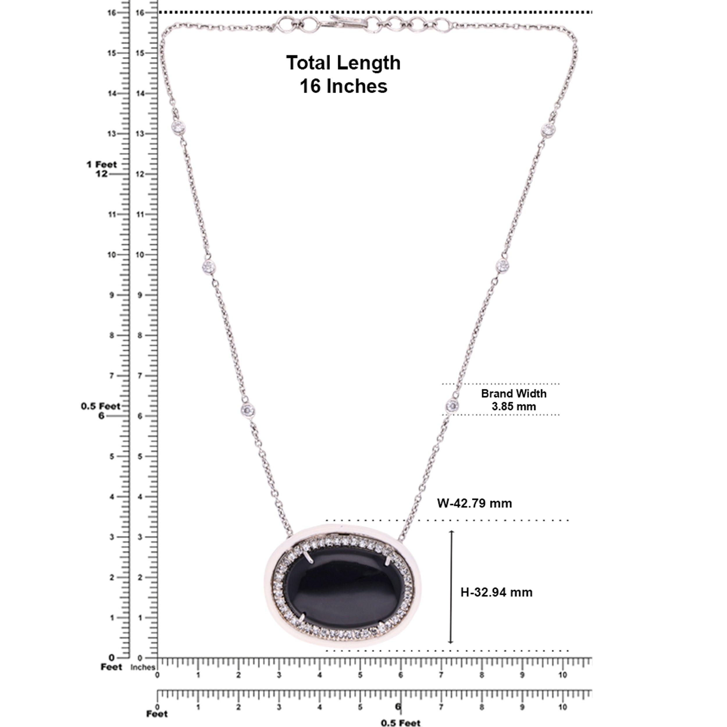 Sleek Sterling Silver Chain Pendant with Black Onyx Stone | SKU : 0020334314 - crash.club by CKC