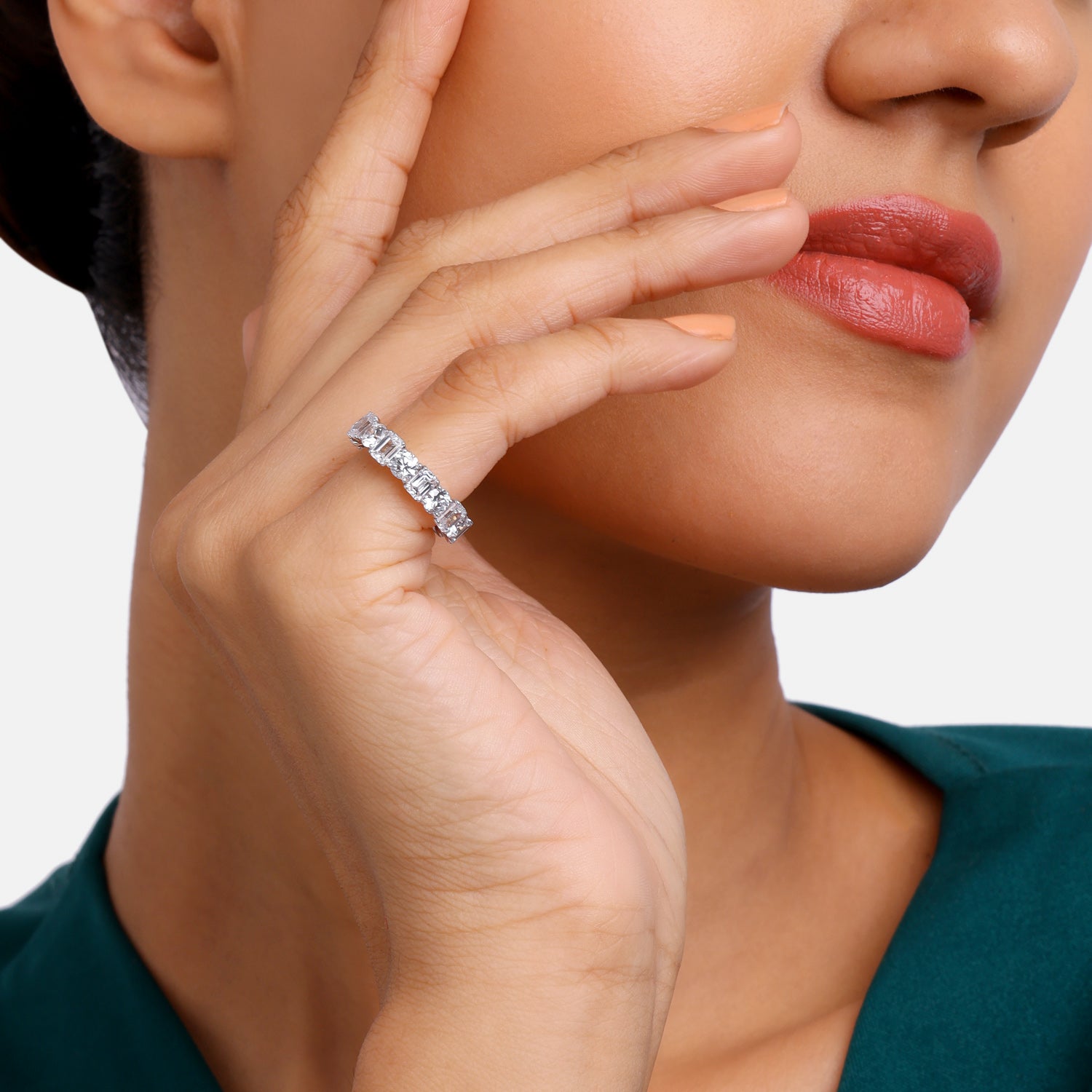 Round and Emerald-Cut Lab Grown Diamond Eternity Band in Rose Gold | SKU : 0020376239