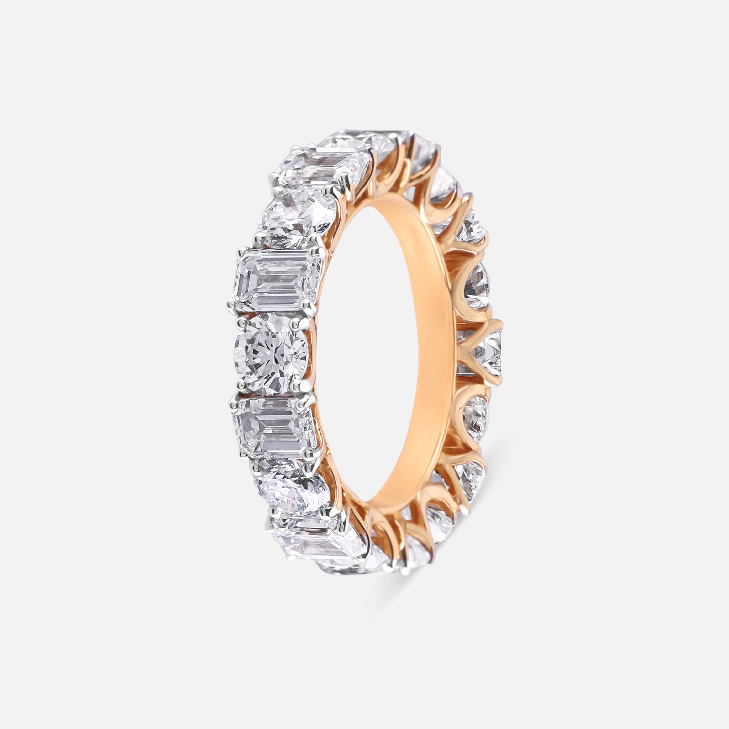 Round and Emerald-Cut Lab Grown Diamond Eternity Band in Rose Gold | SKU : 0020376239