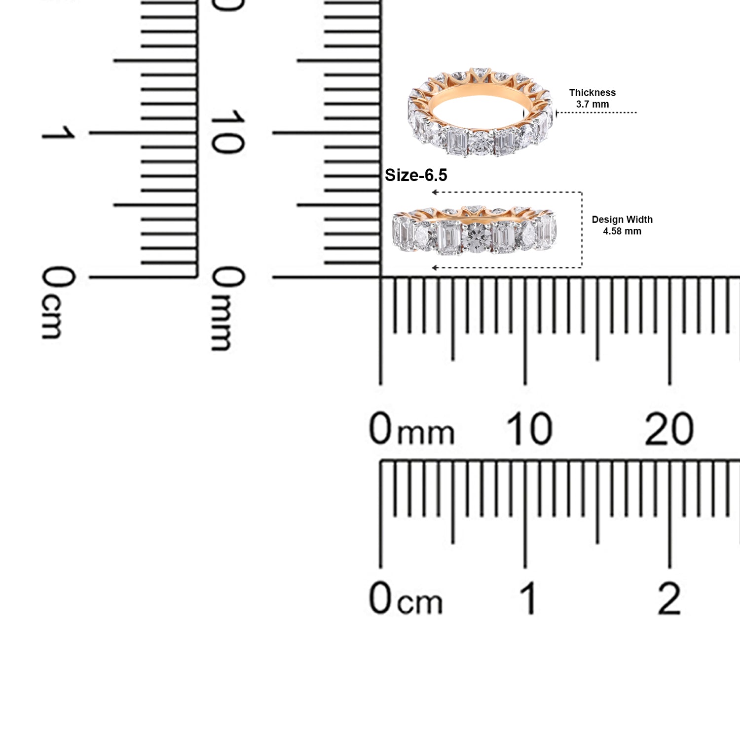 Round and Emerald-Cut Lab Grown Diamond Eternity Band in Rose Gold | SKU : 0020376239