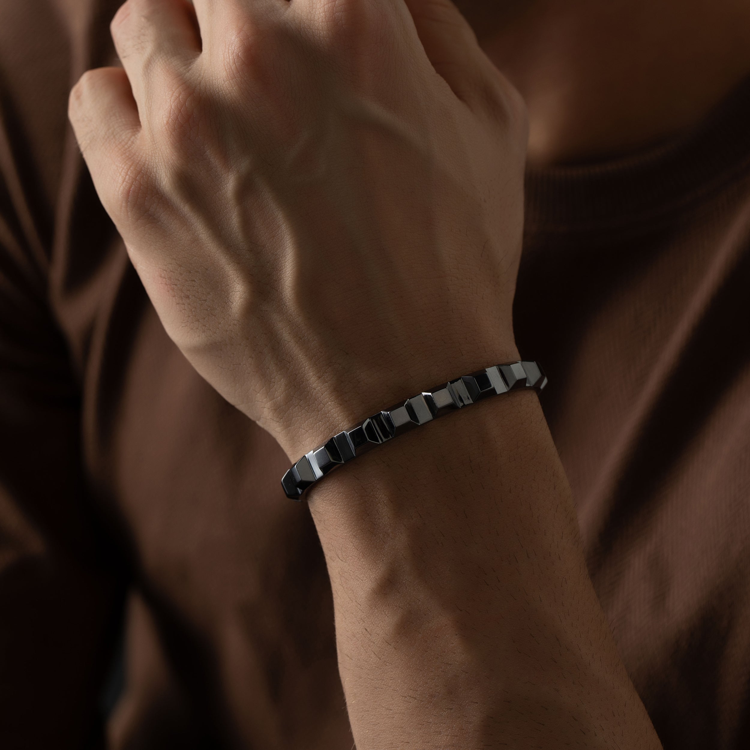 Black Geometric Men's Cuff Bracelet | SKU : 0020419172, 0020419196