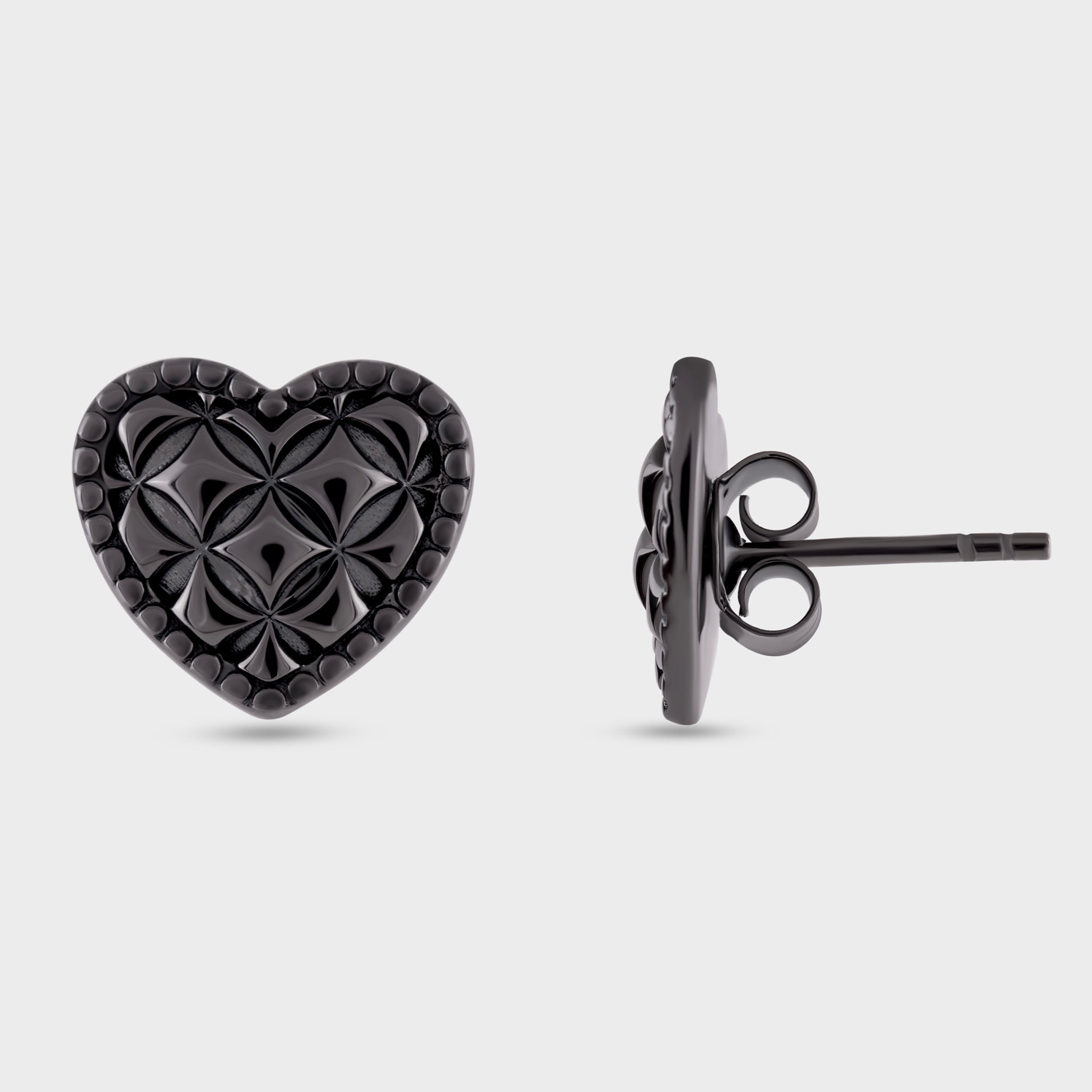 Men's Black Rhodium Heart Earring | SKU : 0020419271, 0020419257, 0020419288, 0003346037, 0003346211 , 0020419370 - crash.club by CKC