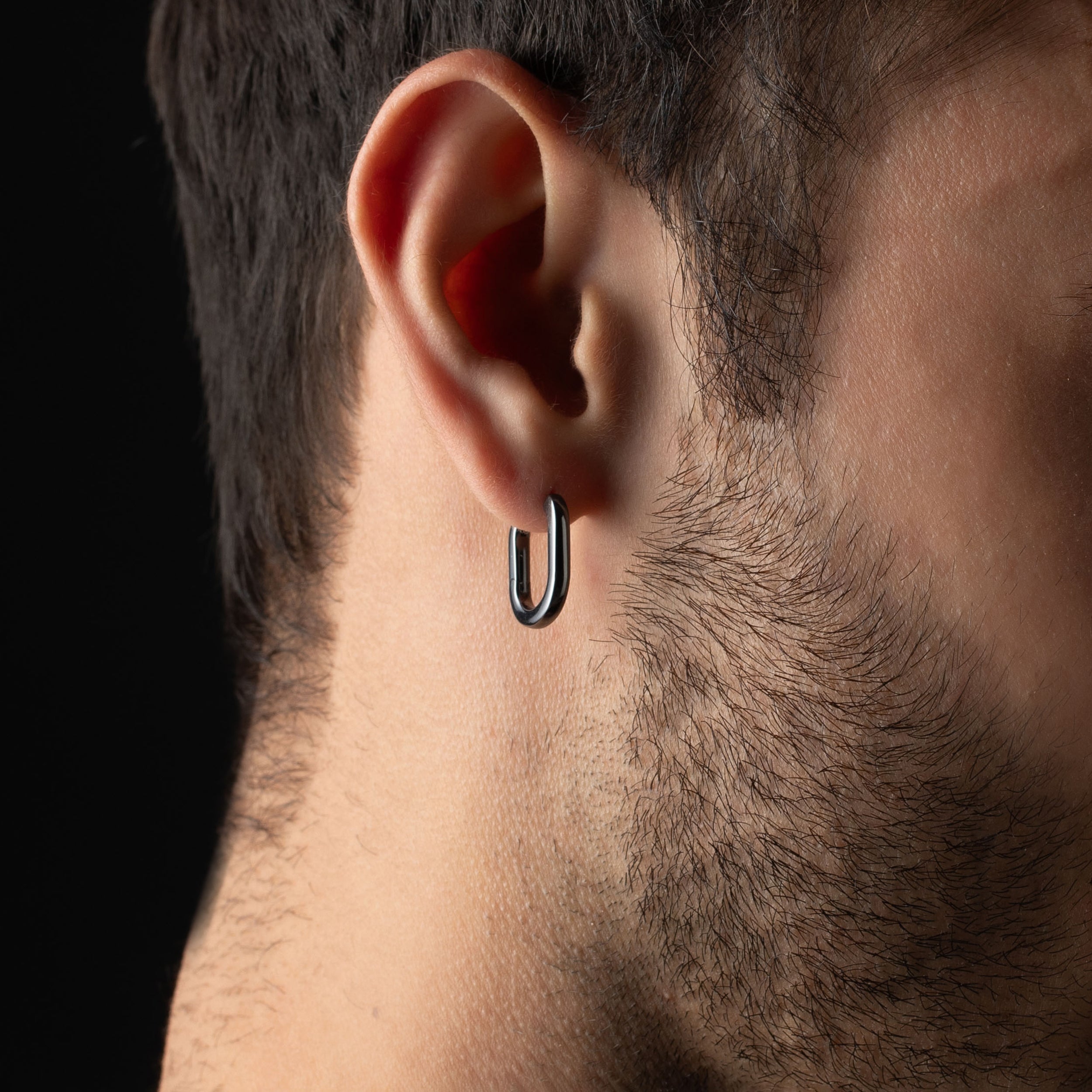 Men's Black Rhodium Oval Earring | SKU : 0020419264, 0003346044 , 0003346204 , 0020419424, 0020419110, 0003346051 - crash.club by CKC