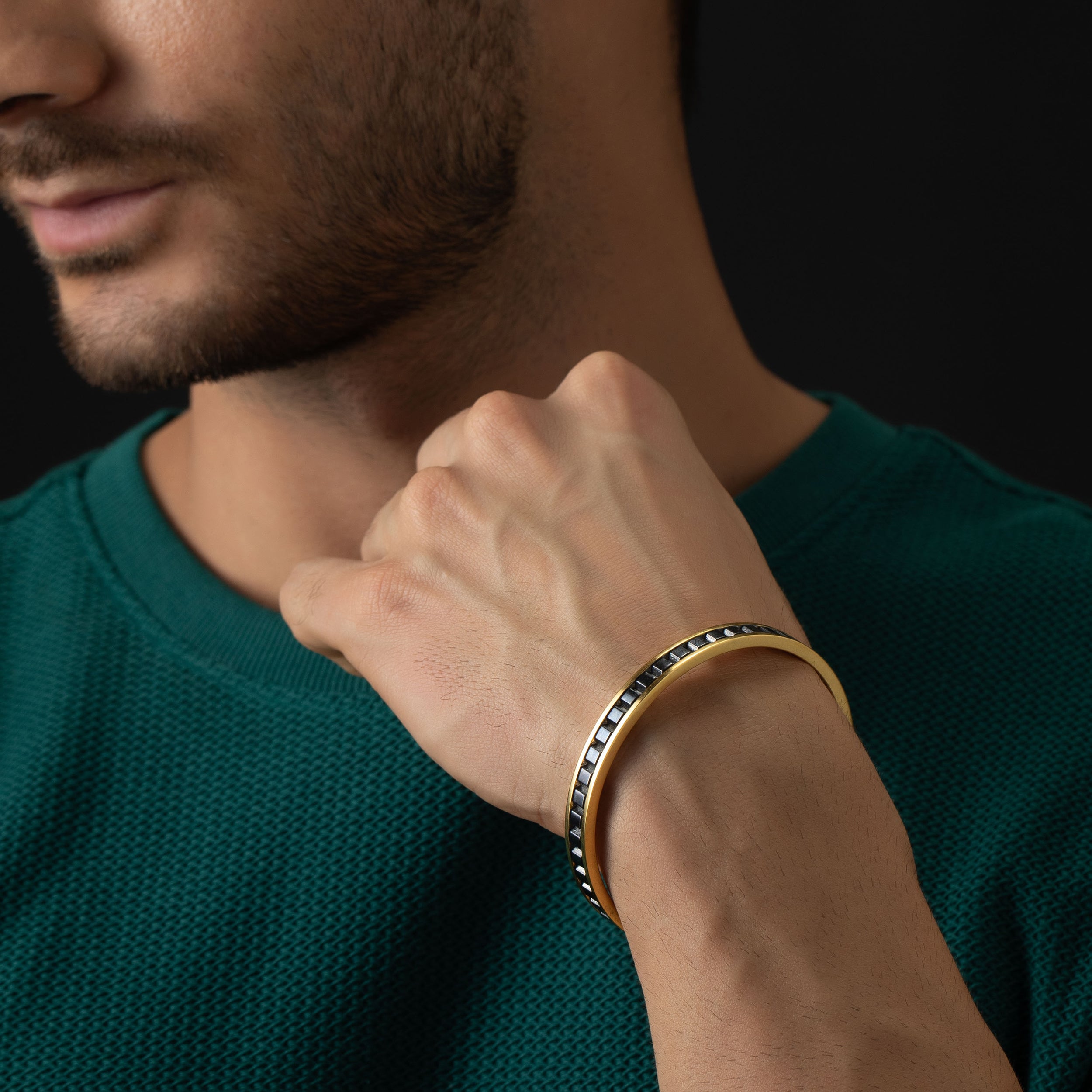 Black and Gold Mosaic Men's Bracelet | SKU : 0020420246, 0020420291