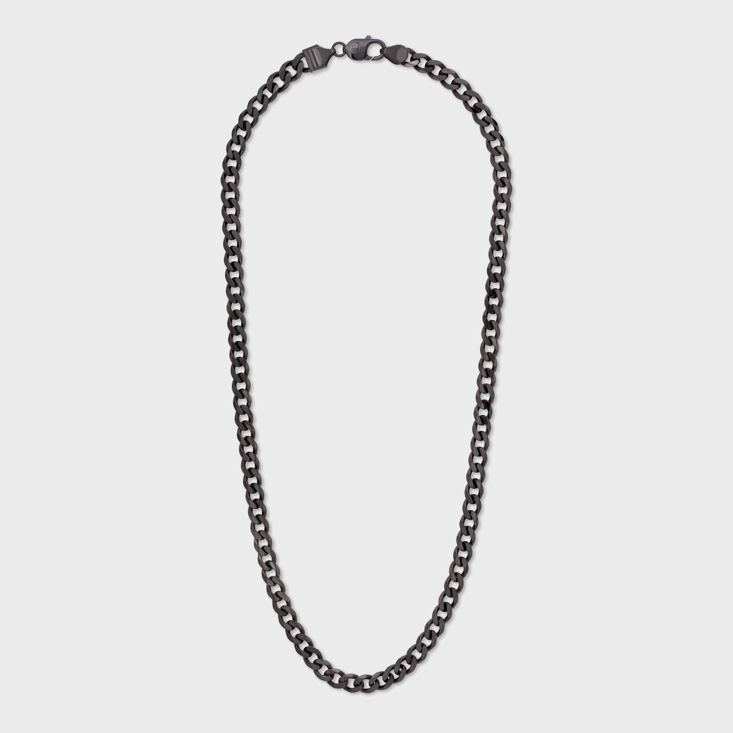 Black Sterling Silver Curb Chain Necklace | SKU : 0020420918, 0020420895 , 0020420888