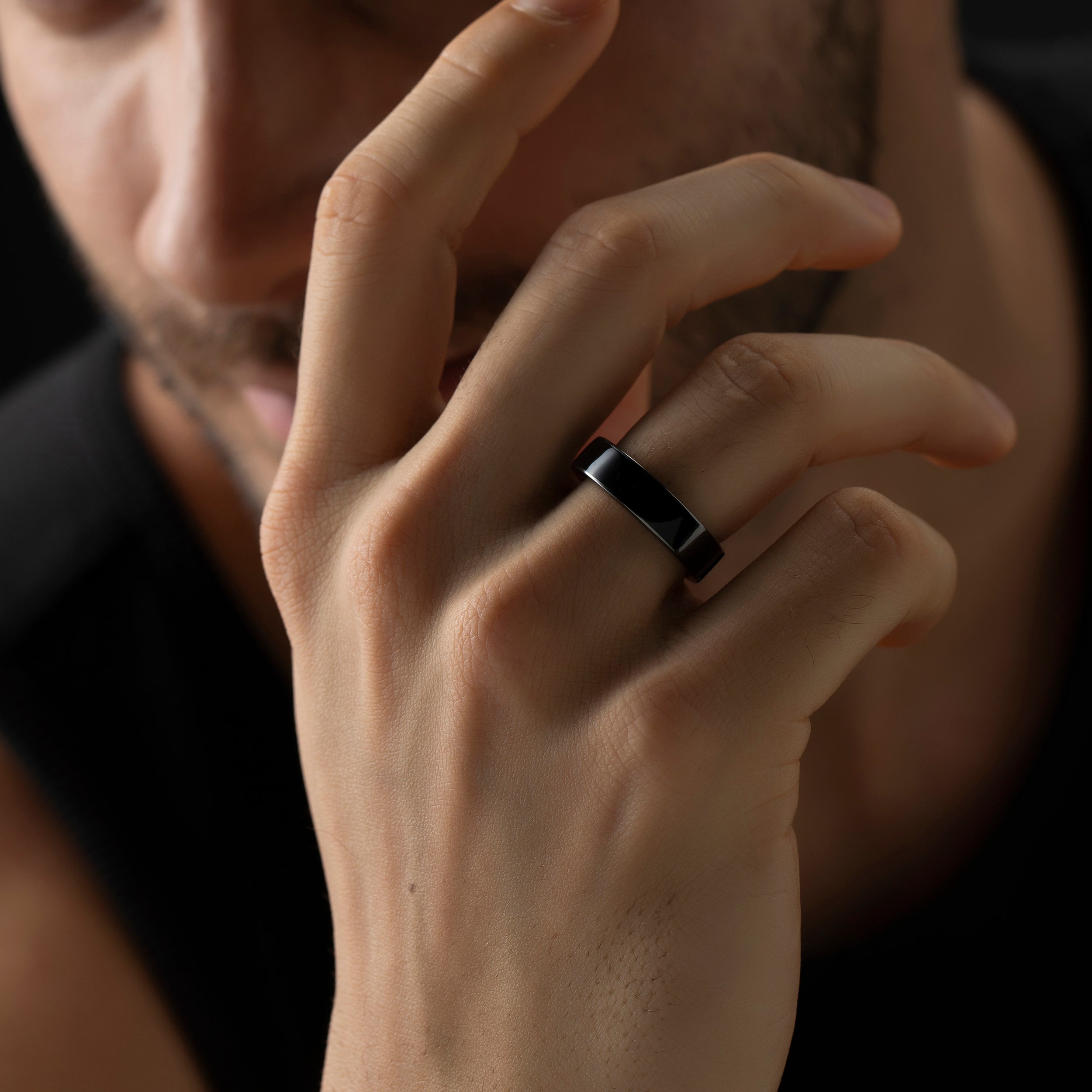 Noir Radiance: Exclusive Black Gloss Sterling Silver Band | SKU : 0003346013, 0020420932 - crash.club by CKC