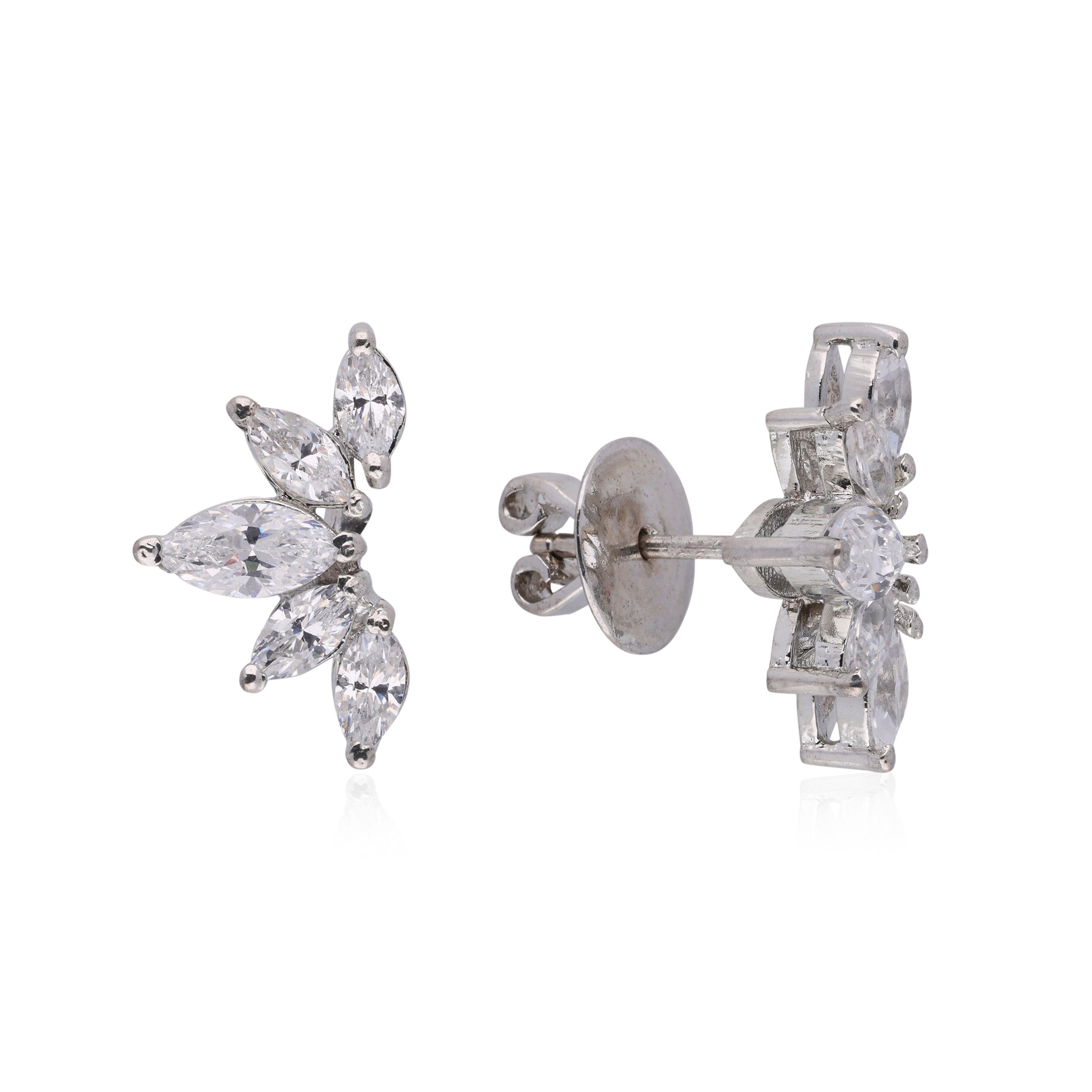 Royal 5 Petal Crown Silver Stud Earring | SKU : 0020592110, 0020592103, 0020592127, 0003366103